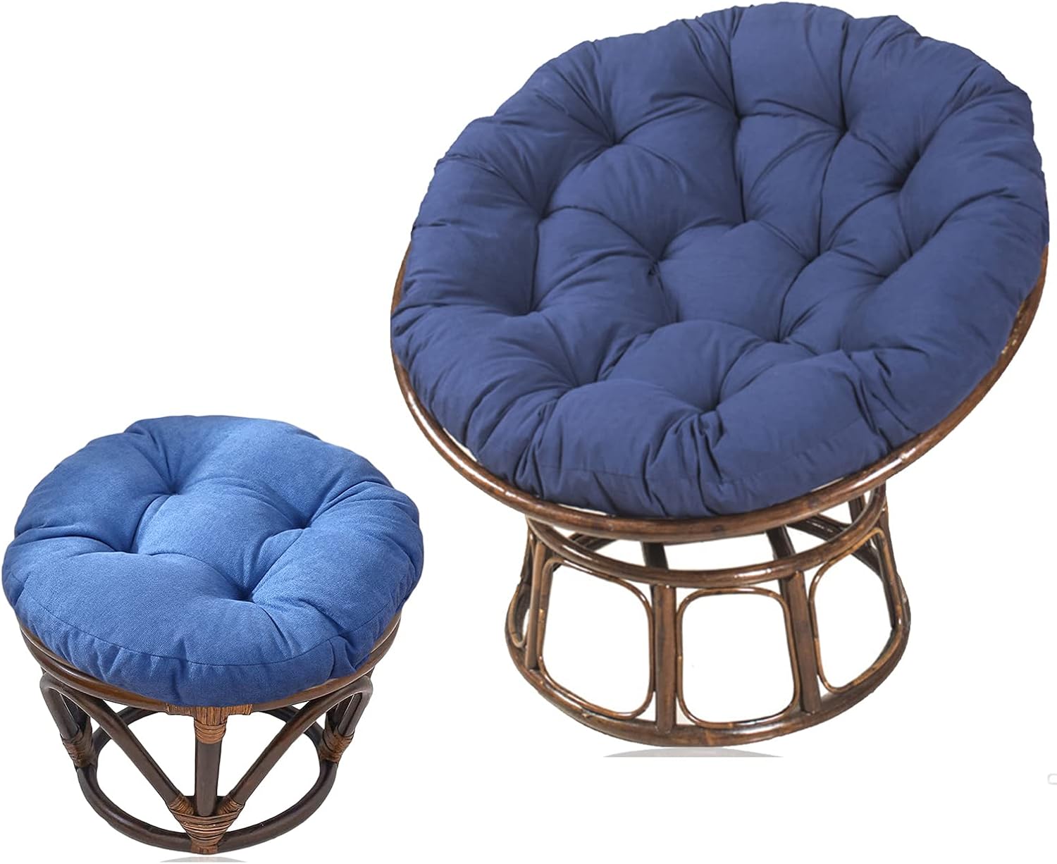 Papasan – Cojines redondos para silla + cojín para reposapiés Papasan, cojín para taburete Papasan, cojín impermeable para silla de columpio para