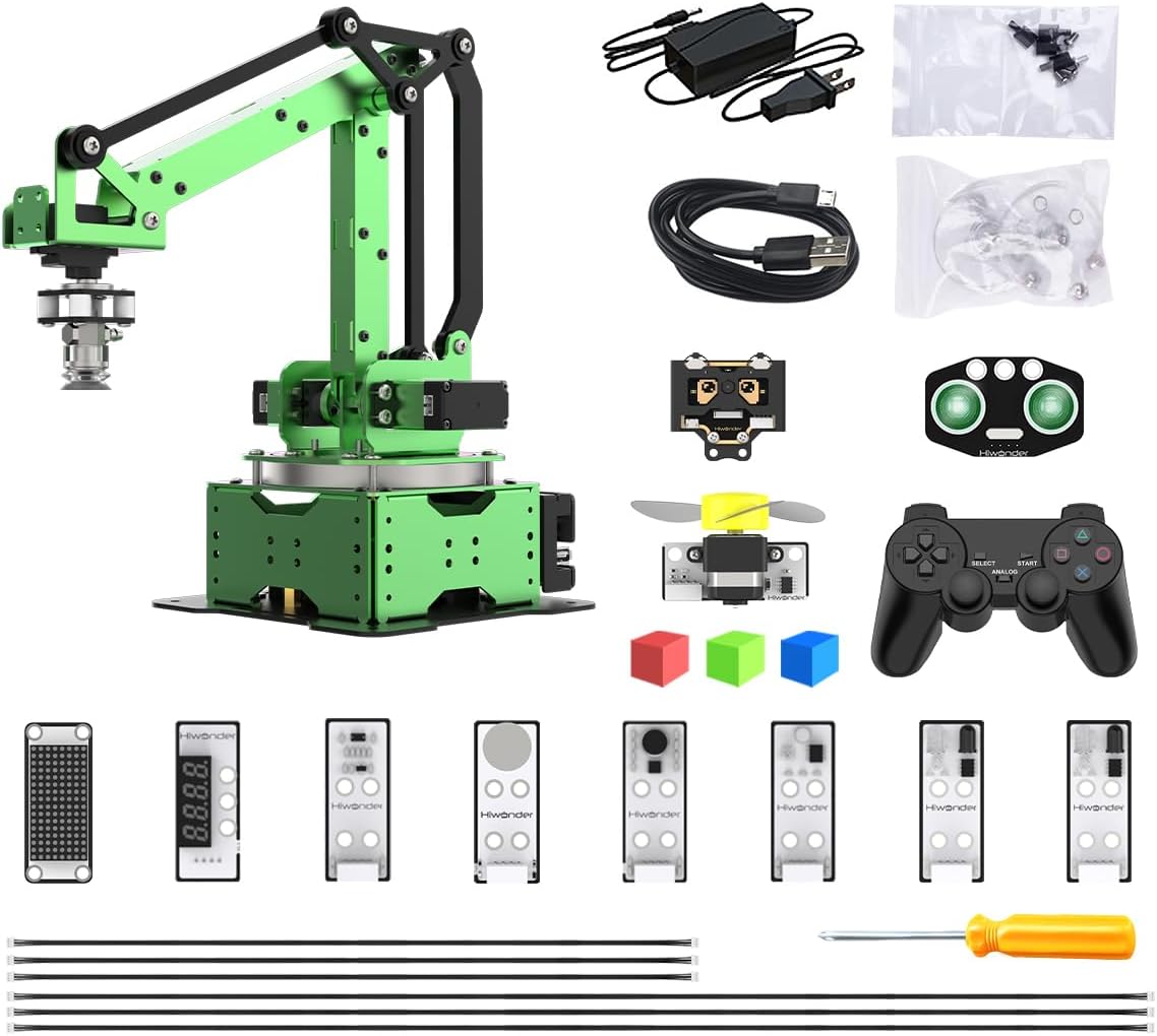Kit de brazo robótico AI, MaxArm ESP32 Open Source WiFi Bluetooth Connect Smart Robot Arm con AI Vision Sensor Kits PS2 Controladores inalámbricos,