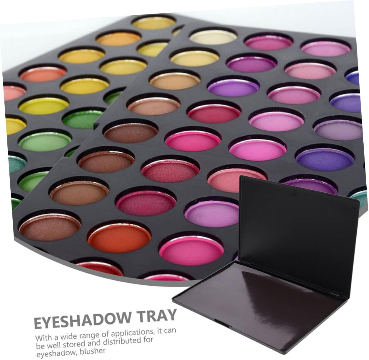 minkissy Paleta de sombra de ojos DIY, bandejas de plástico, bandeja de servir extra grande, bandeja de servir negra, vacía, magnética, sombra de