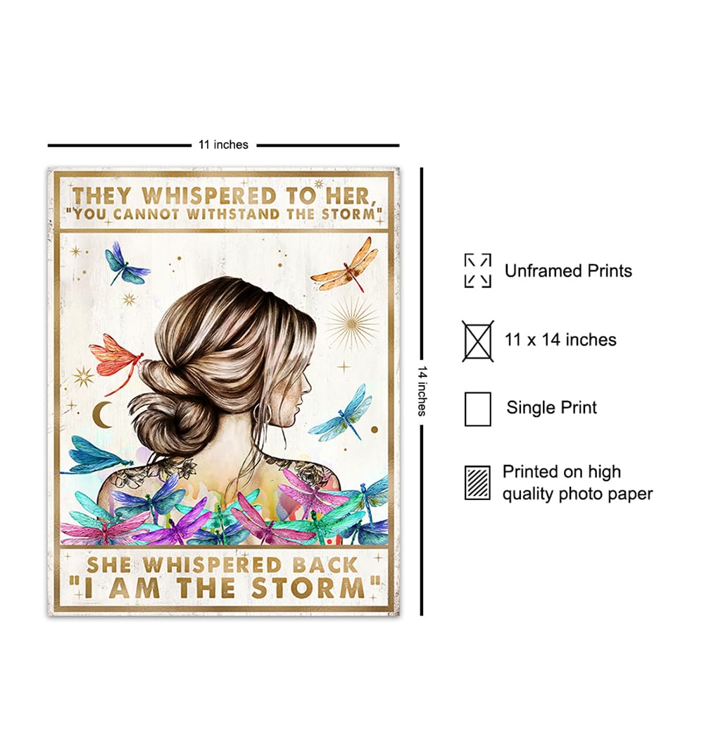 Motivational Boho Wall Art LARGE 11×14 – She Whispered Back I Am The Storm – Positive Quotes Wall Decor – Inspirational Poster – Encouragement Gifts