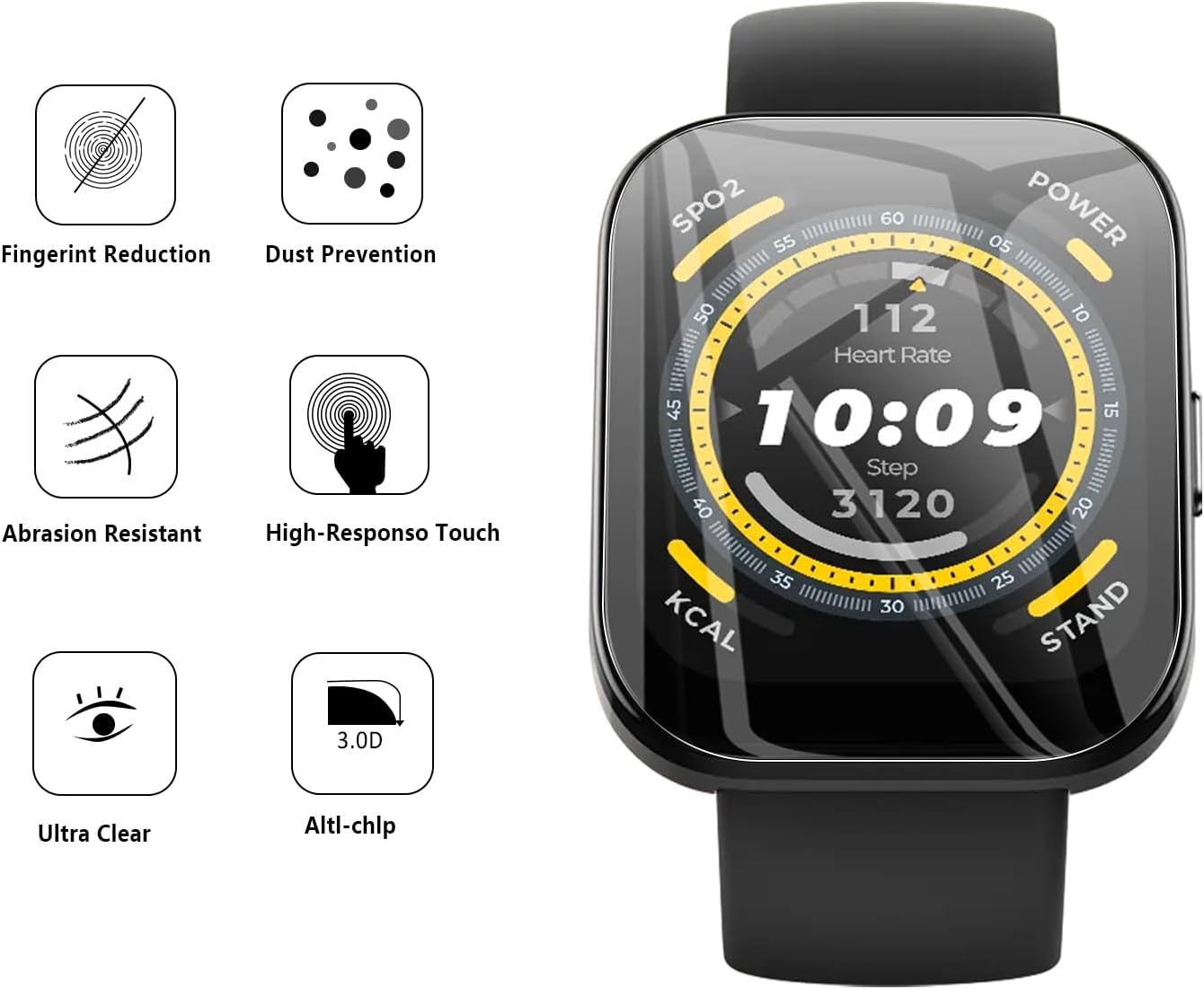 Natbok Paquete de 2 protectores de pantalla para Amazfit Bip 5, cobertura completa 3D, antiarañazos, sin burbujas, HD, transparente, flexible (no de