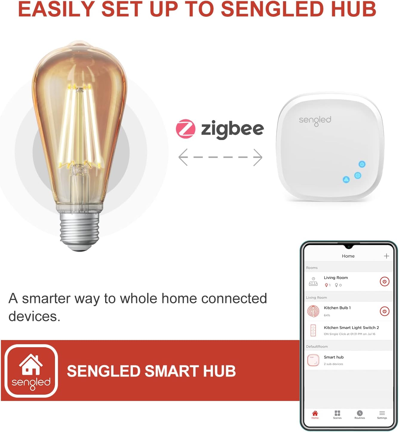 Sengled Zigbee – Bombillas inteligentes, requiere concentrador inteligente, funciona con SmartThings y Echo con hub integrado, control de voz con
