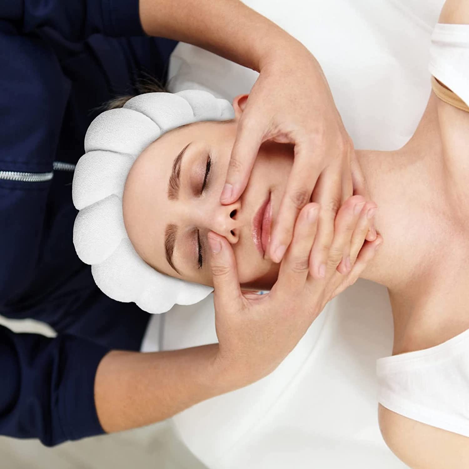 ROJAJIS Diadema de spa para lavar la cara, esponja suave, para mujeres y niñas, cuidado de la piel, ducha, máscara esponjosa, diadema de spa