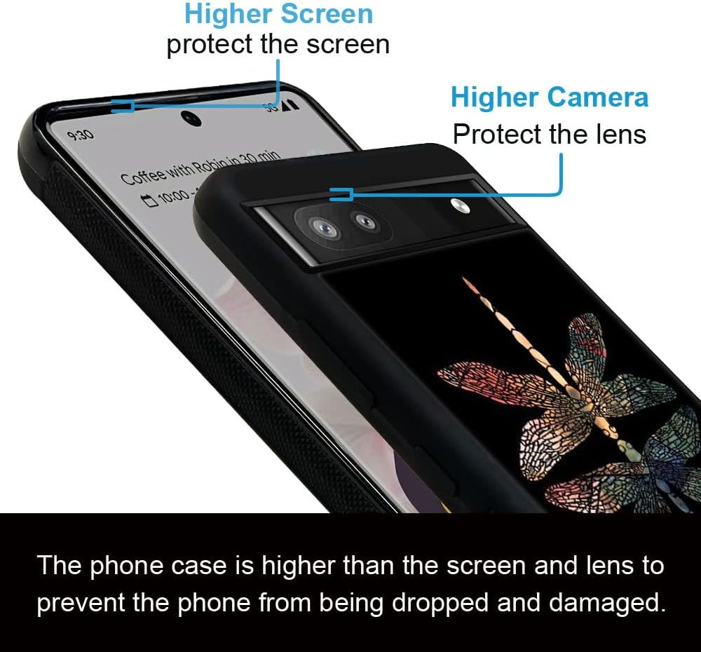 ZHEGAILIAN Funda compatible con Google Pixel 6A, diseño colorido de libélula en la parte posterior, silicona suave, TPU anticaída, antideslizante,