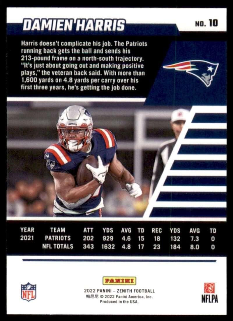2022 Panini Zenith Retail #10 Damien Harris New England Patriots NFL Football Card NM-MT