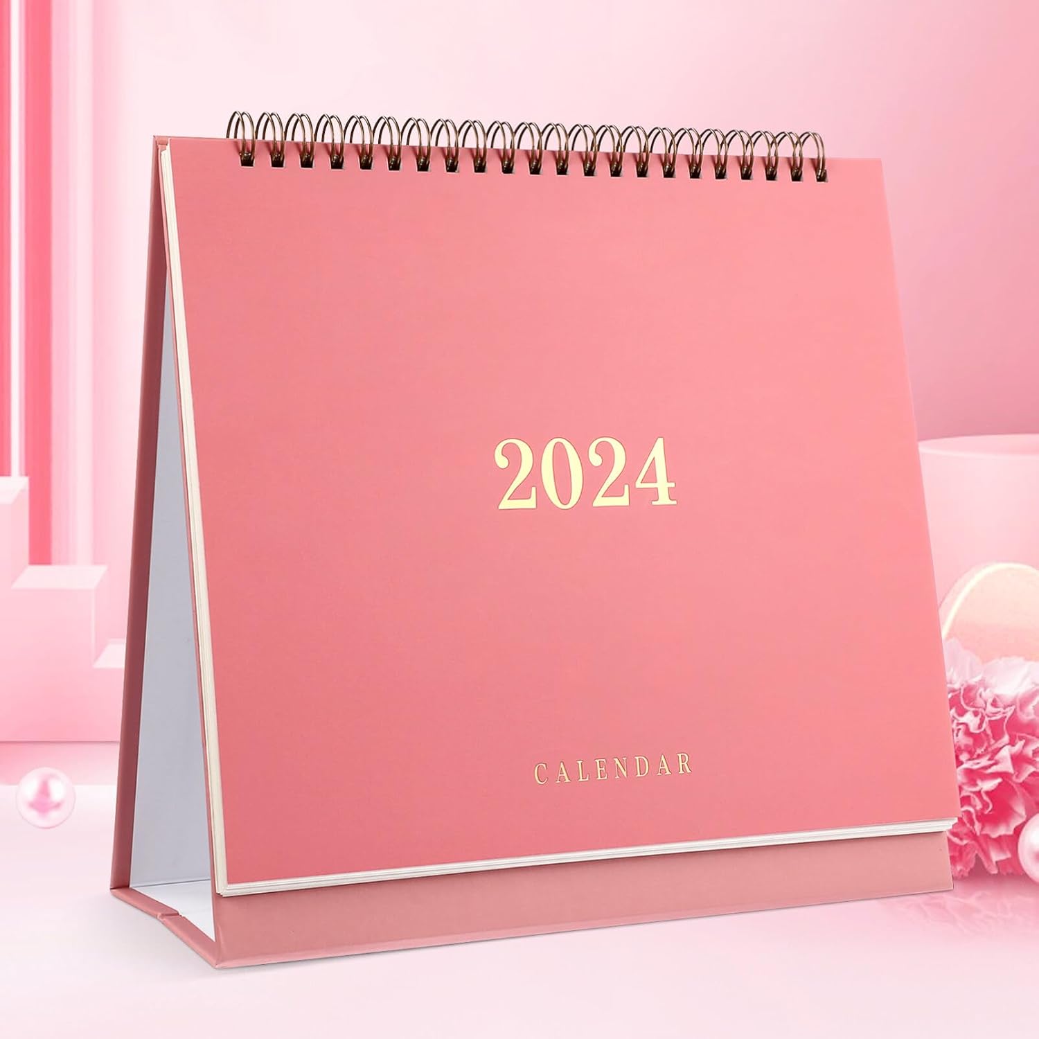 NUOBESTY Calendario de escritorio 2024-2025 de pie, calendario de escritorio, calendario de papel, calendario diario, páginas mensuales, calendario