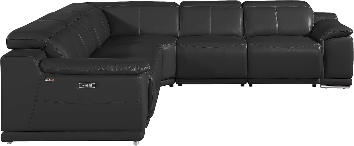 Sofá modular Venice de 5 piezas con 3 reclinables eléctricos, cuenta con reposacabezas ajustable, soporte lumbar, estación de carga USB e