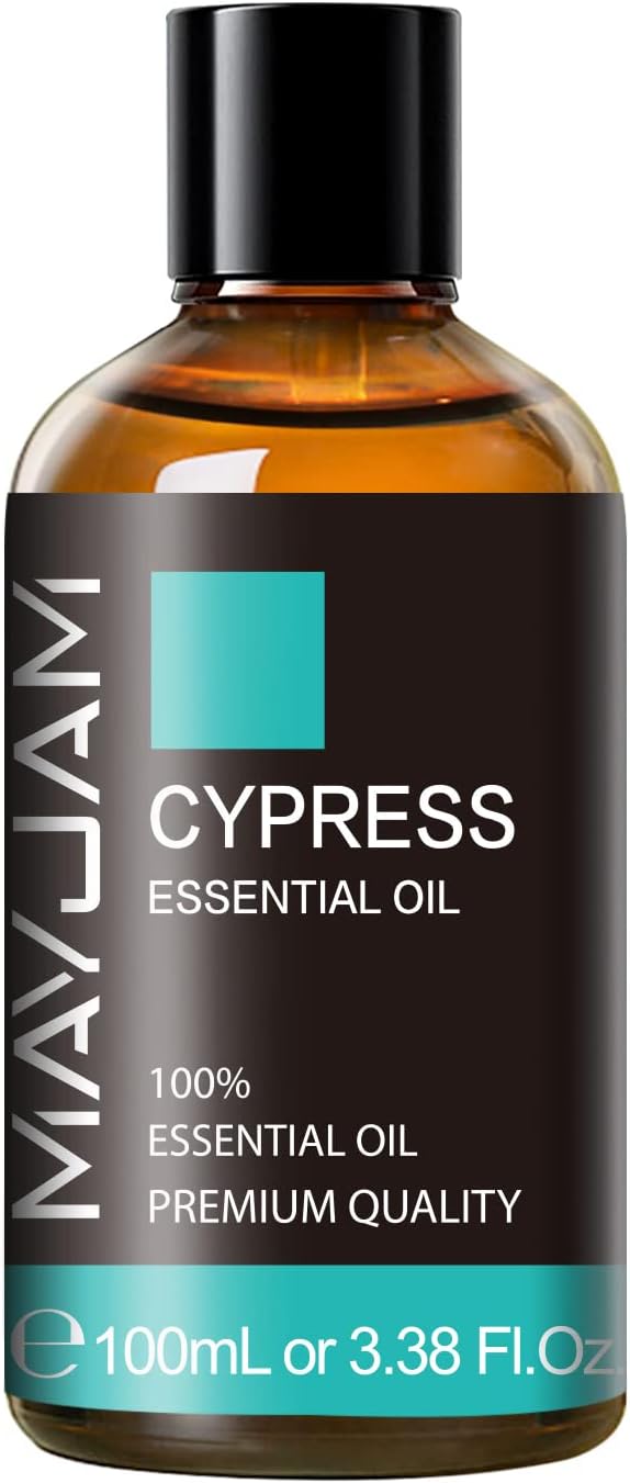 Cypress Essential Oil, MAYJAM 3.38fl.oz100ml Cypress Oil with Glass Dropper, Ideal for Bedroom Living Room Office Use