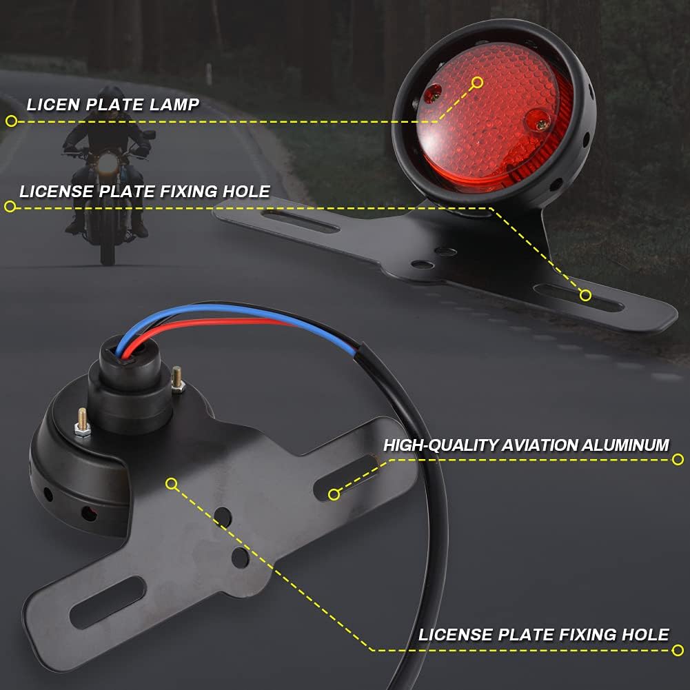Luz de freno trasera LED retro roja lámpara de parada luz de matrícula luz universal motocicleta luz trasera luz trasera luz trasera para Harley