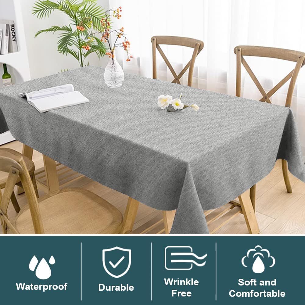 FantasDecor Mantel rectangular con textura de lino, impermeable, a prueba de derrames, sin arrugas, rectangular, para comedor y uso al aire libre,