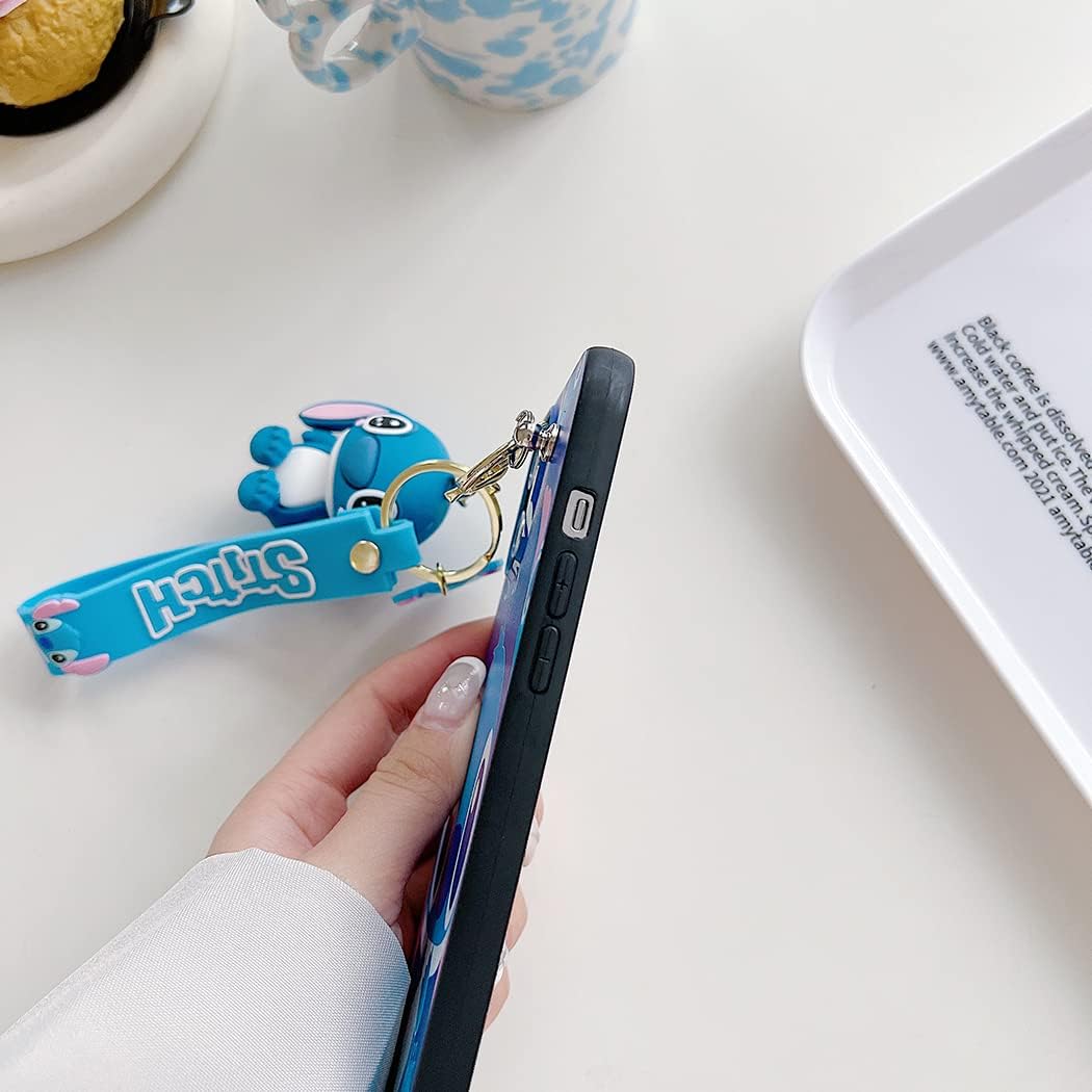 iFiLOVE Funda para iPhone 13 Pro Max Stitch, para niñas, niños, mujeres, niños, lindo personaje de dibujos animados con correa colgante, delgada y