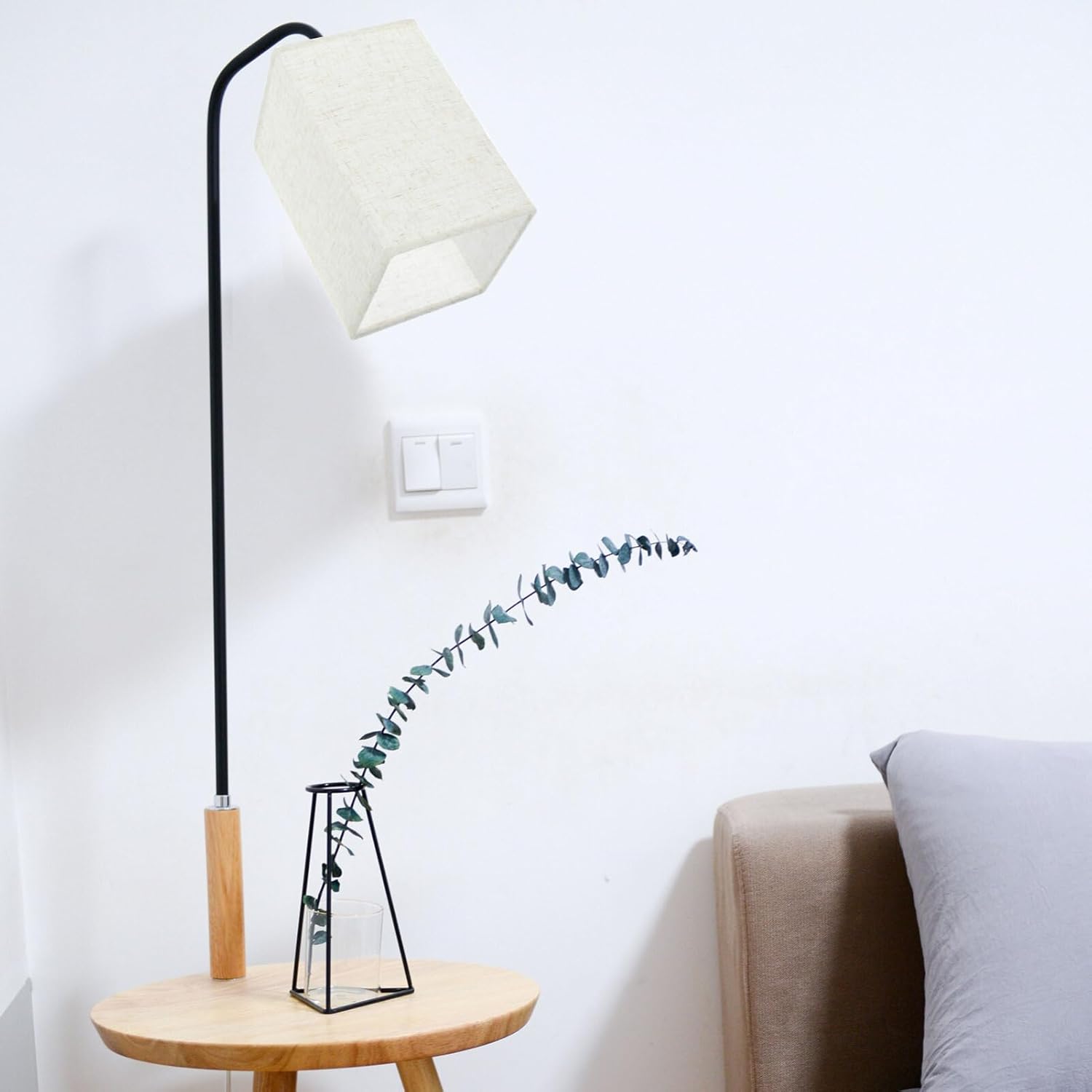 Pantalla de lámpara cuadrada de lino para lámpara de mesa, cubierta de luz de pie, pantalla de escritorio, pantalla rectangular