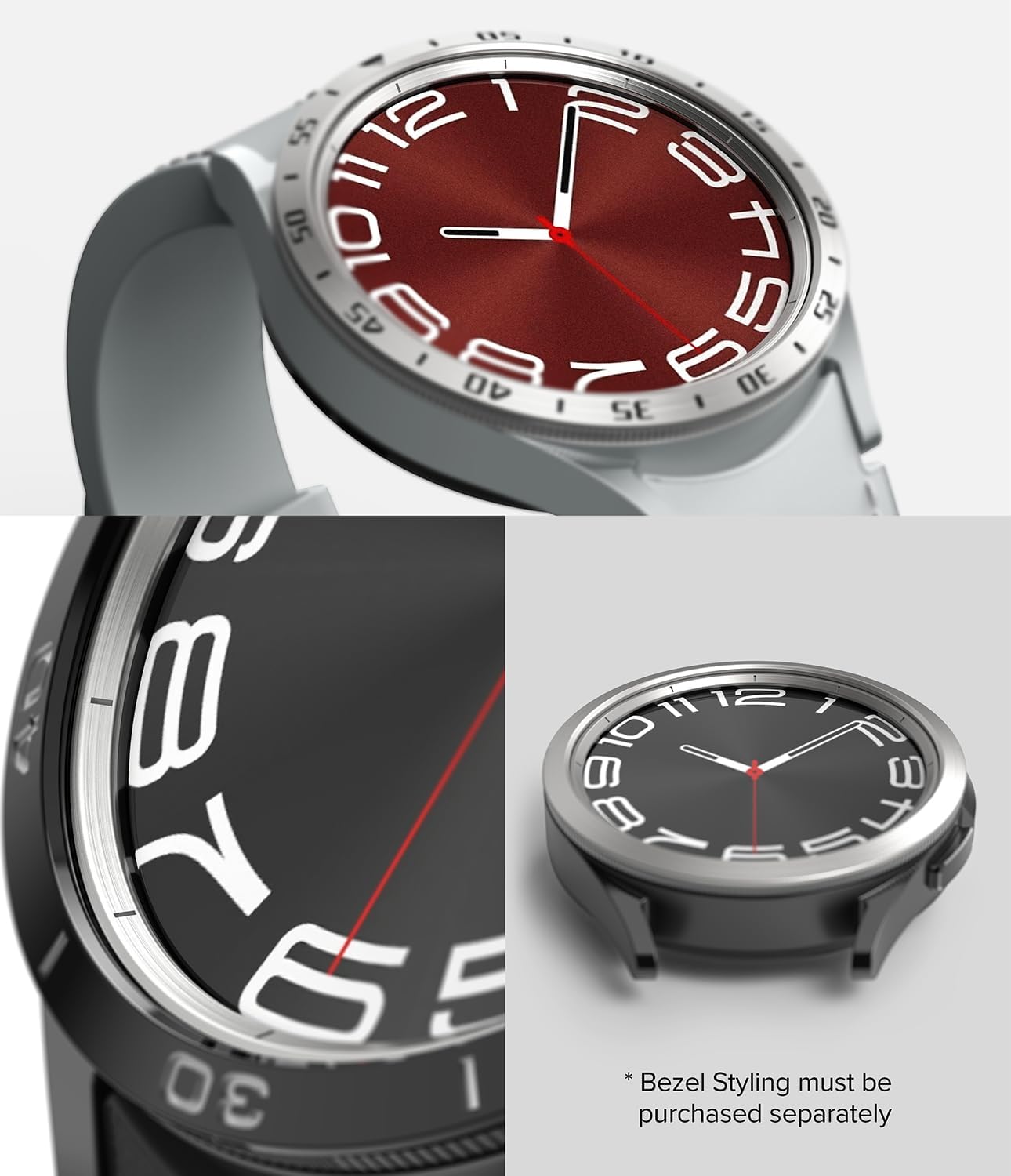 Ringke Estilo de bisel interior elegante marco de acero inoxidable compatible con Samsung Galaxy Watch 6 Classic Case (1.772 pulgadas), protector