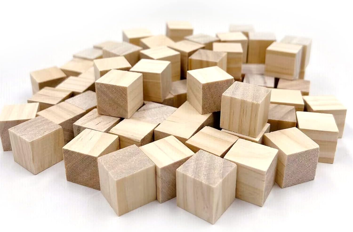Bloques de madera para manualidades, cubos de madera sin terminar, bloques de madera natural de 0.8 in, paquete de 80 bloques cuadrados de madera,