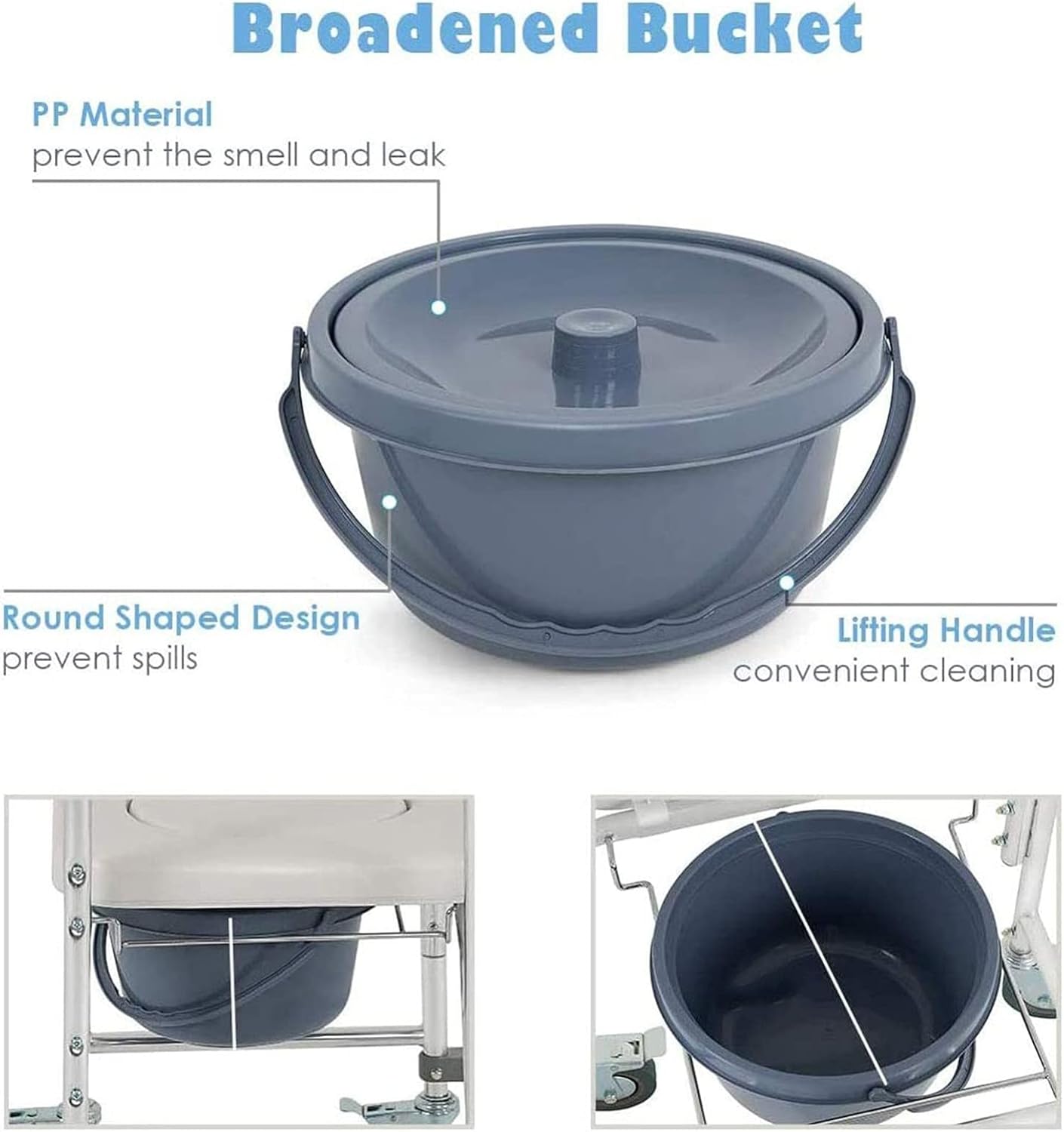 Silla cómoda con ruedas, silla de ruedas, silla de transporte, taburete de baño de 4 ruedas, frenos de 4 ruedasinodoro móvil con pedal plegable para