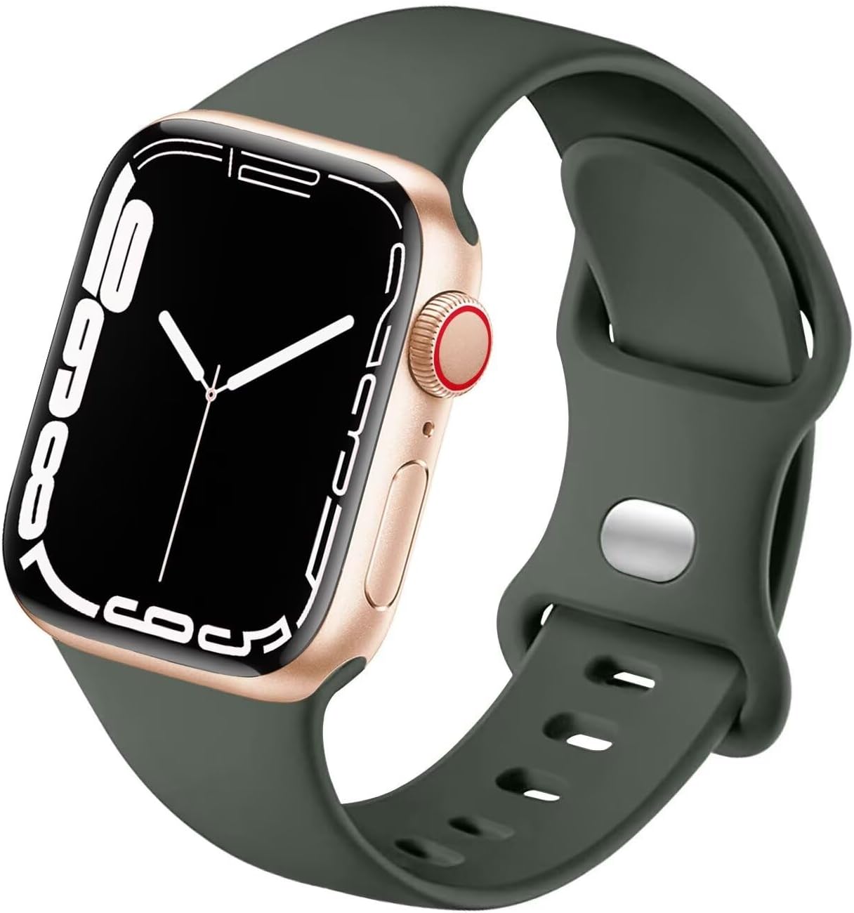 LANGXIAN Silicona de alta calidad compatible con Apple Watch Band de 1.772 pulgadas, 1.732 pulgadas, 1.654 pulgadas, 1.614 pulgadas, 1.575 pulgadas,