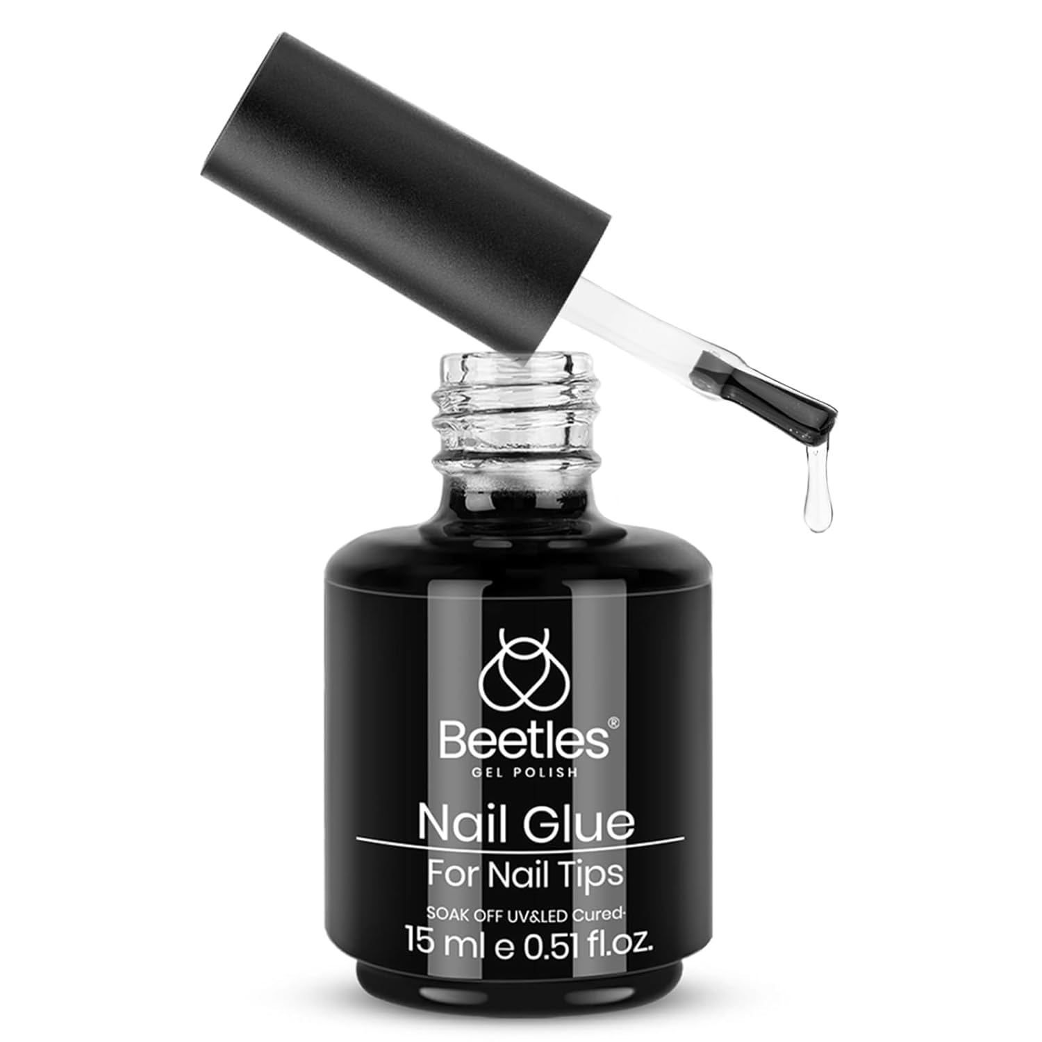beetles Gel Polish Pegamento de uñas 9 en 1 con nueva fórmula, 0.5 onzas líquidas de pegamento de gel súper fuerte para puntas de uñas postizas,