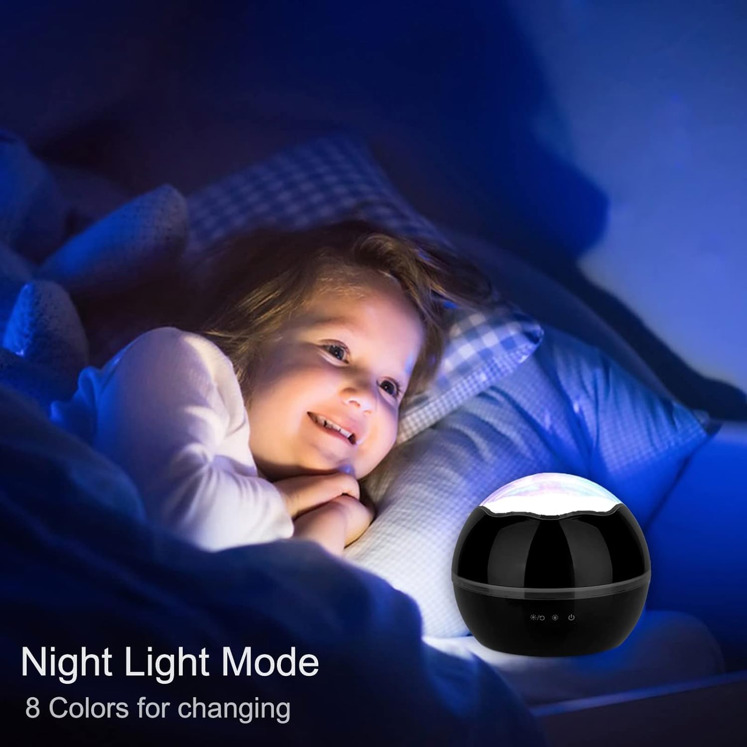 Proyector de luz nocturna de rotación de 360 grados para niños, proyector de luna y estrella, luz nocturna de 8 colores cambiantes, luces nocturnas
