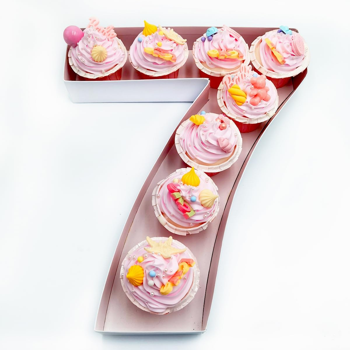 WENPACK 15″ Large Fillable Cardboard Number Charcuterie Tray Paper Mache Sweet Cupcake Food Birthday Box (7)