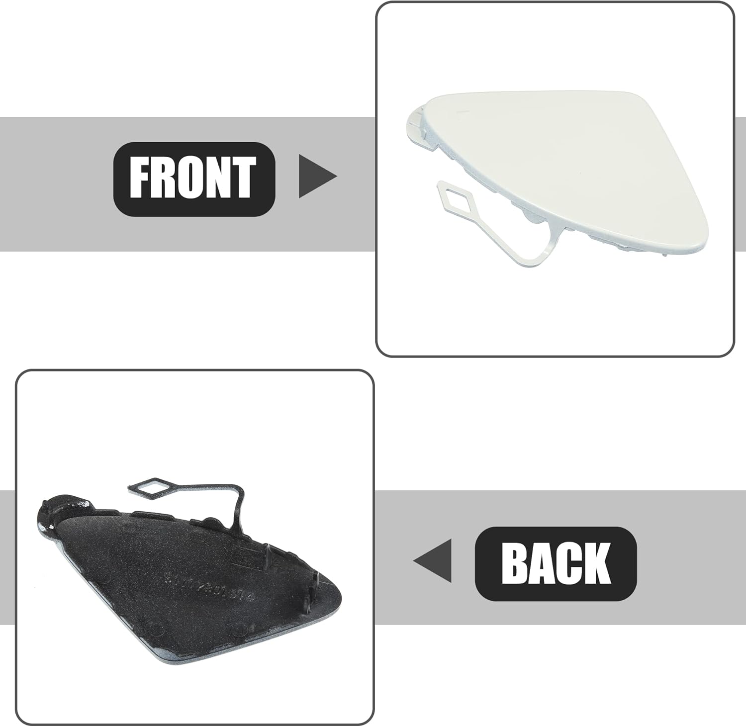 ACROPIX Tapa de gancho de remolque para parachoques delantero derecho para BMW 320i 2013-2015 para BMW 320i xDrive 2013-2015 – Paquete de 1 blanco