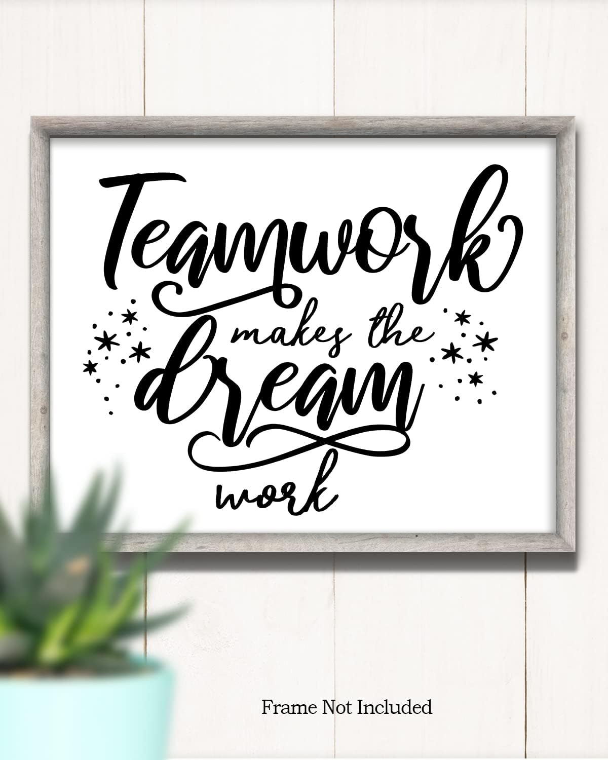 Govivo Teamwork Makes The Dream Work – Impresión artística de pared con cita motivacional, impresión de decoración de pared, póster o lienzo para