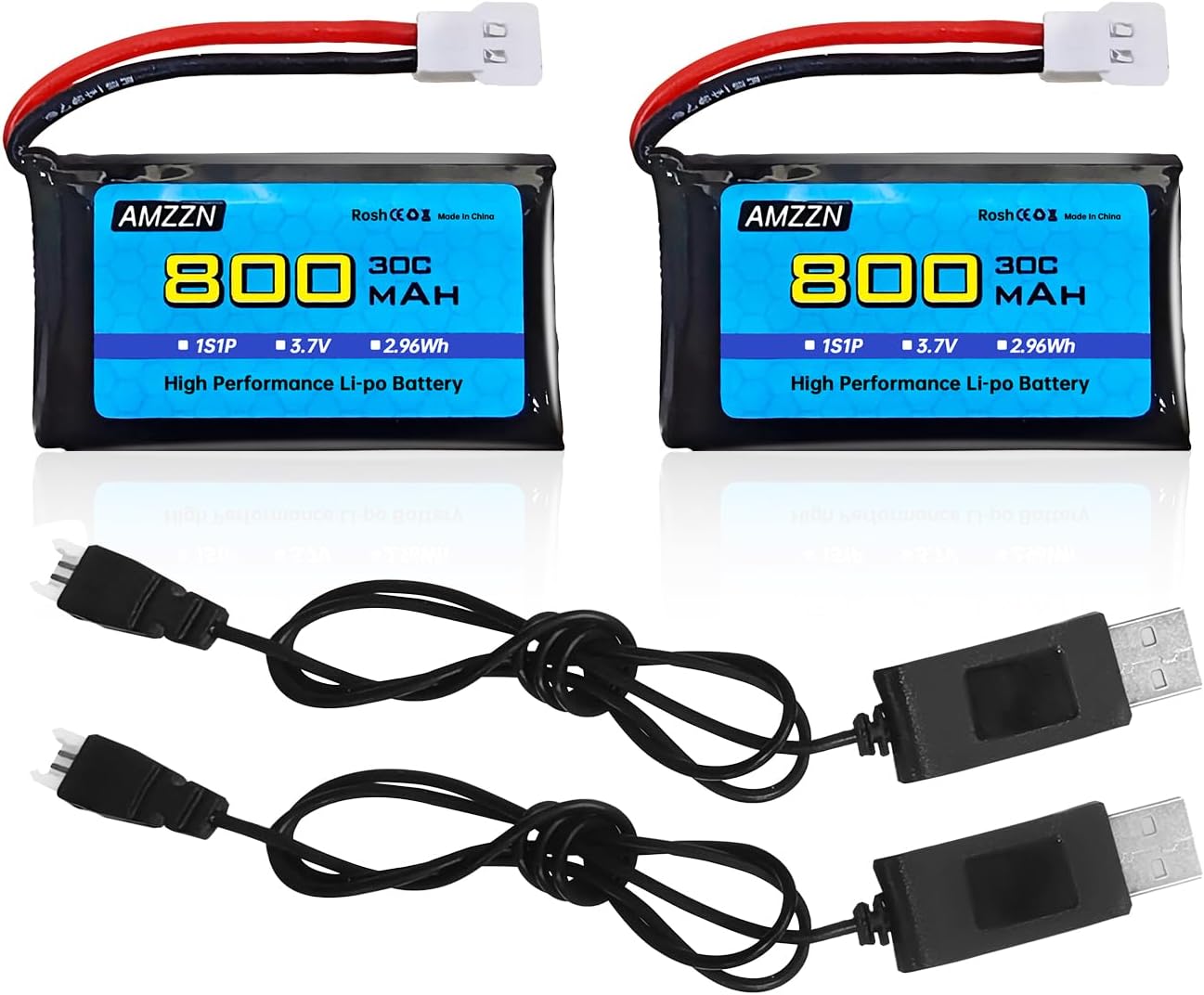 2 baterías Lipo de 3.7 V 800 mAh 30C con cable de carga USB, enchufe Molex para SYMA X5C X5SW H5C V931 U45W SS40 RC Drone compatible con la mayoría