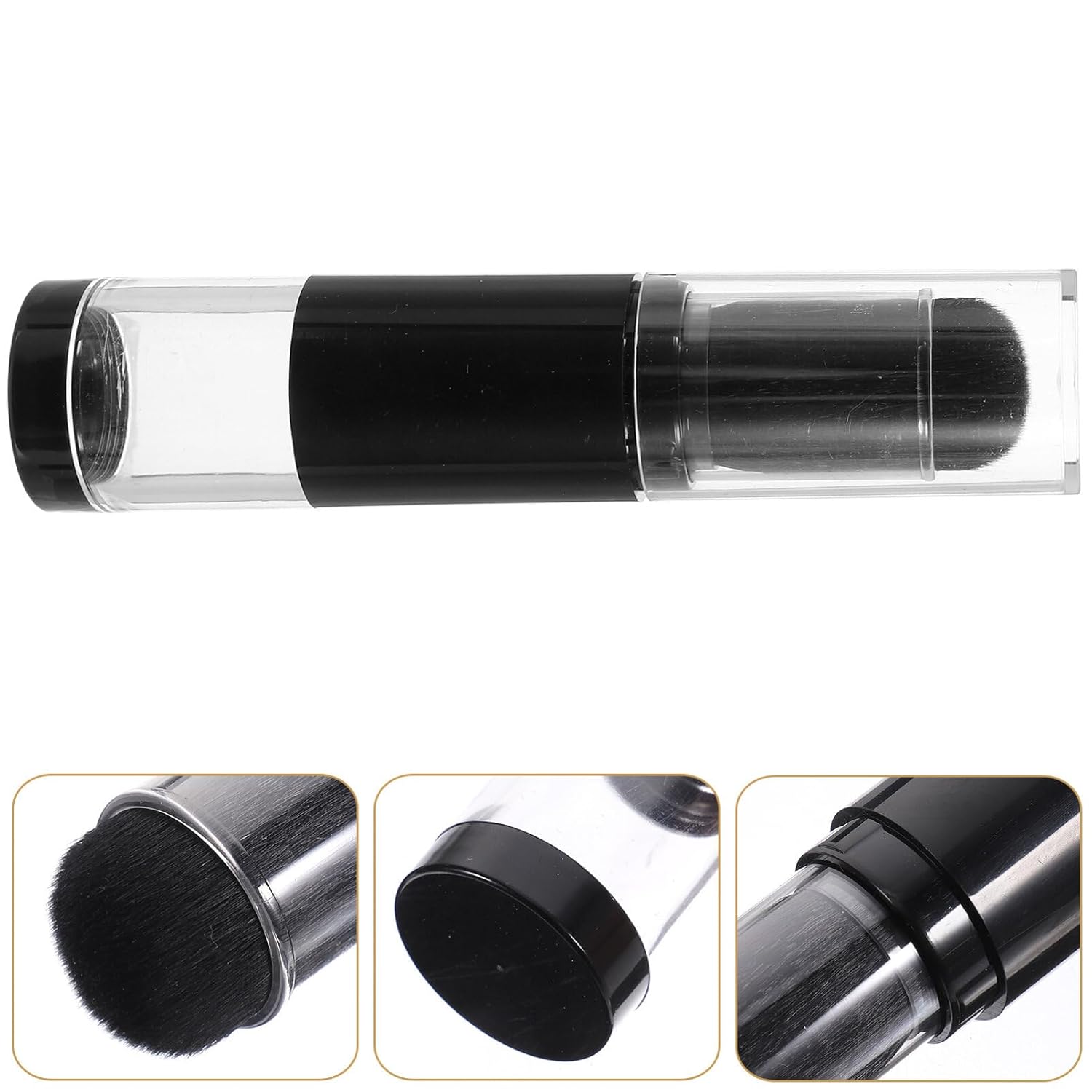 Beaupretty Cepillo aplicador de aerosol de viaje reutilizable recargable con botella de polvo suelto recargable, tarro retráctil prensado para