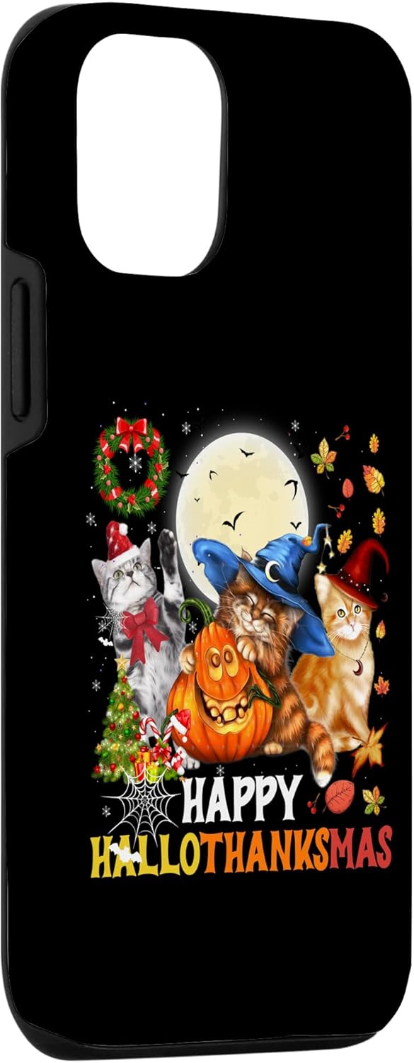 Funda para iPhone 13 Happy Thanksgiving Cute Cat Happy-Hallothanks