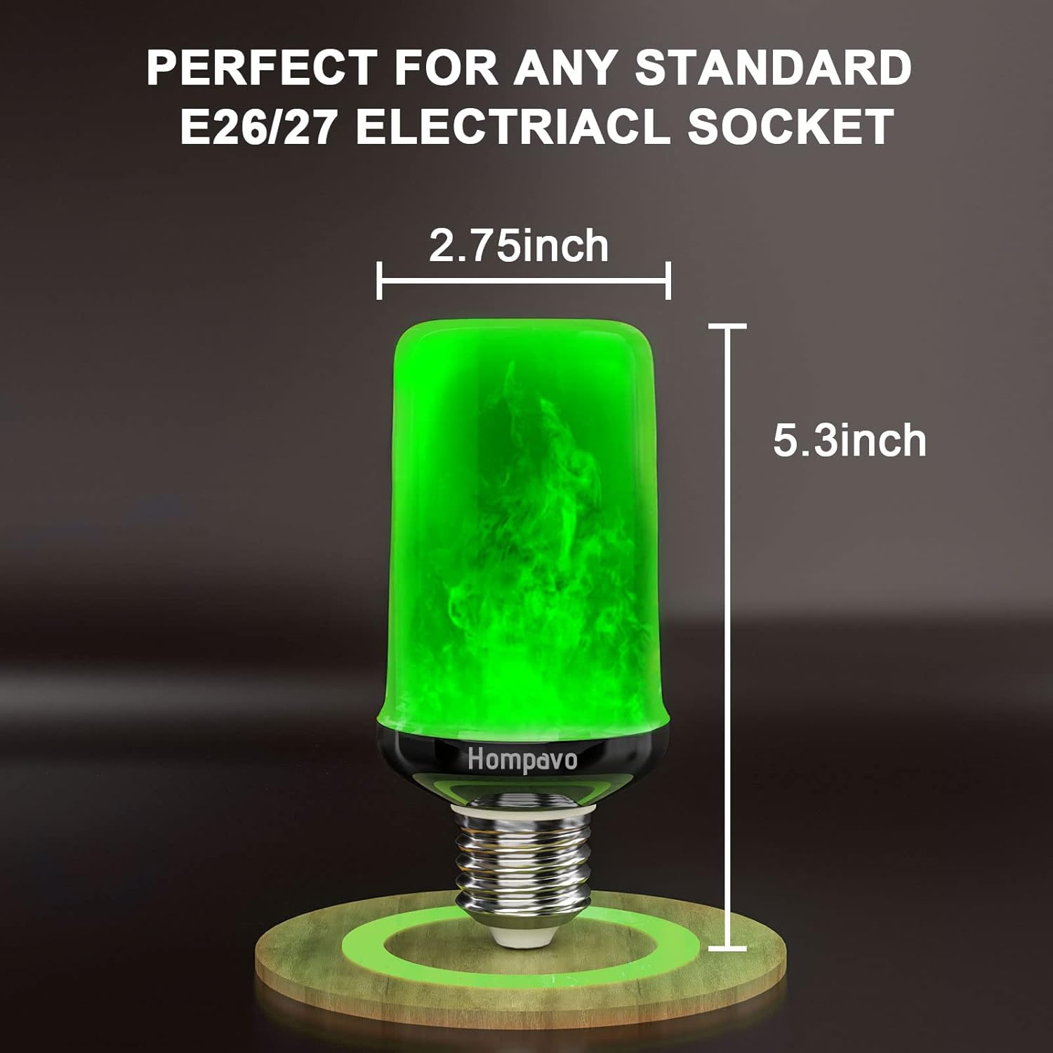Hompavo Bombillas LED mejoradas para decoraciones de Navidad, bombillas verdes parpadeantes con efecto invertido, bombilla de llama base E26E27 para