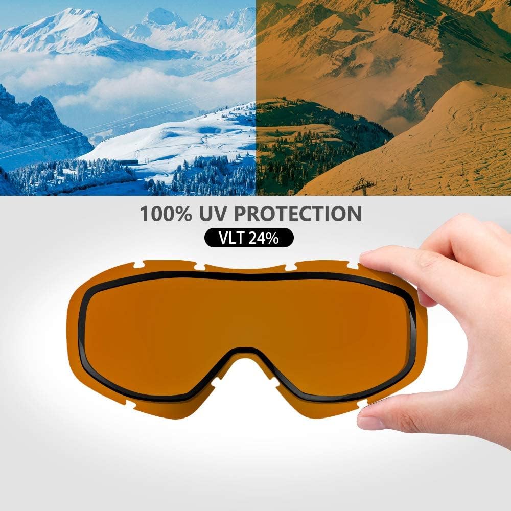 OutdoorMaster – Gafas de esquísnowboard para hombres, mujeres y jóvenes, 100% protección contra rayos ultravioleta, para usar sobre los anteojos