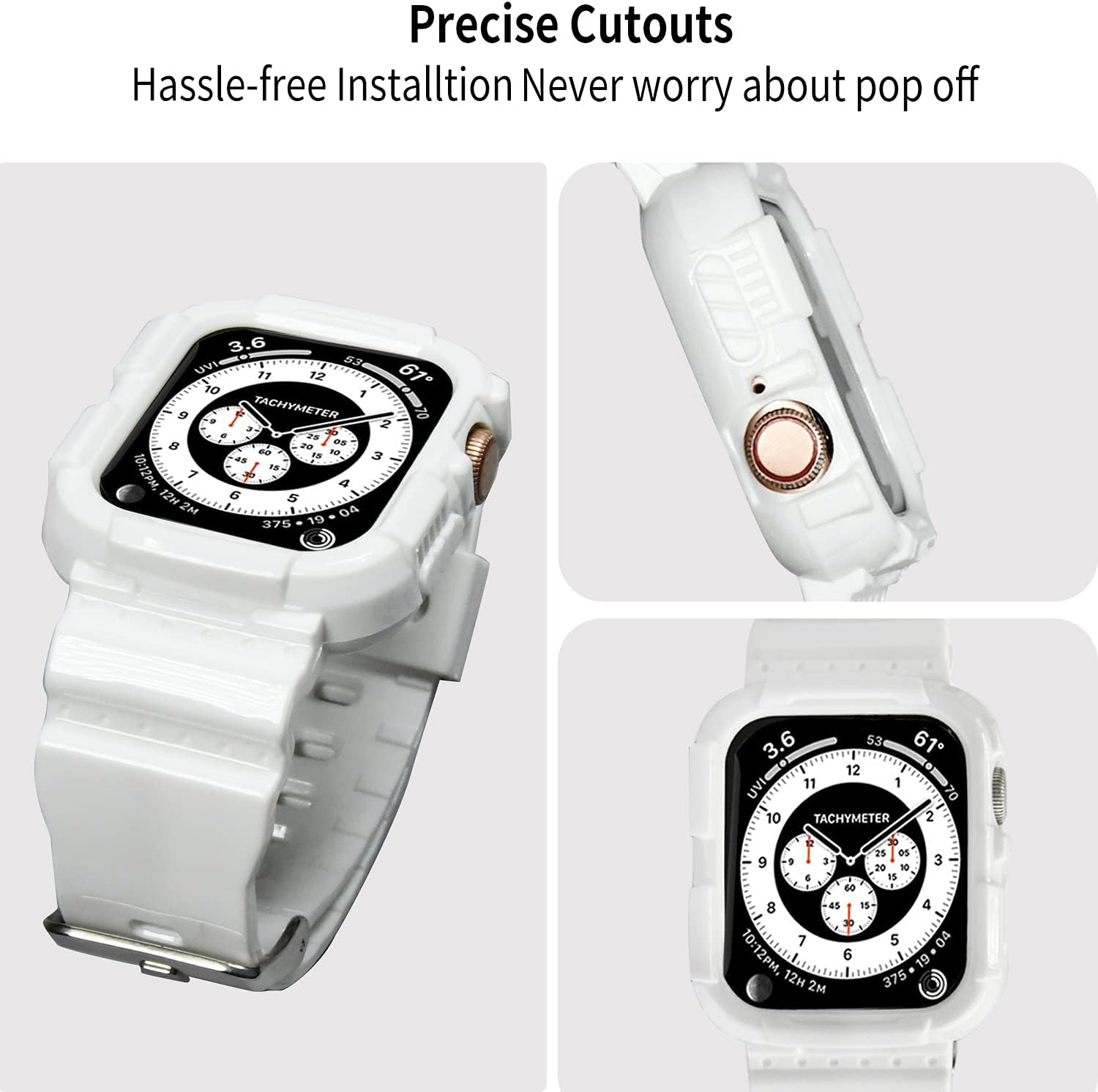 Blingbrione Funda con correa compatible con Apple Watch de 1.57, 1.57, 1.57, 1.61, 1.65, 1.73 y 1.73 pulgadas correa de silicona de TPU suave con