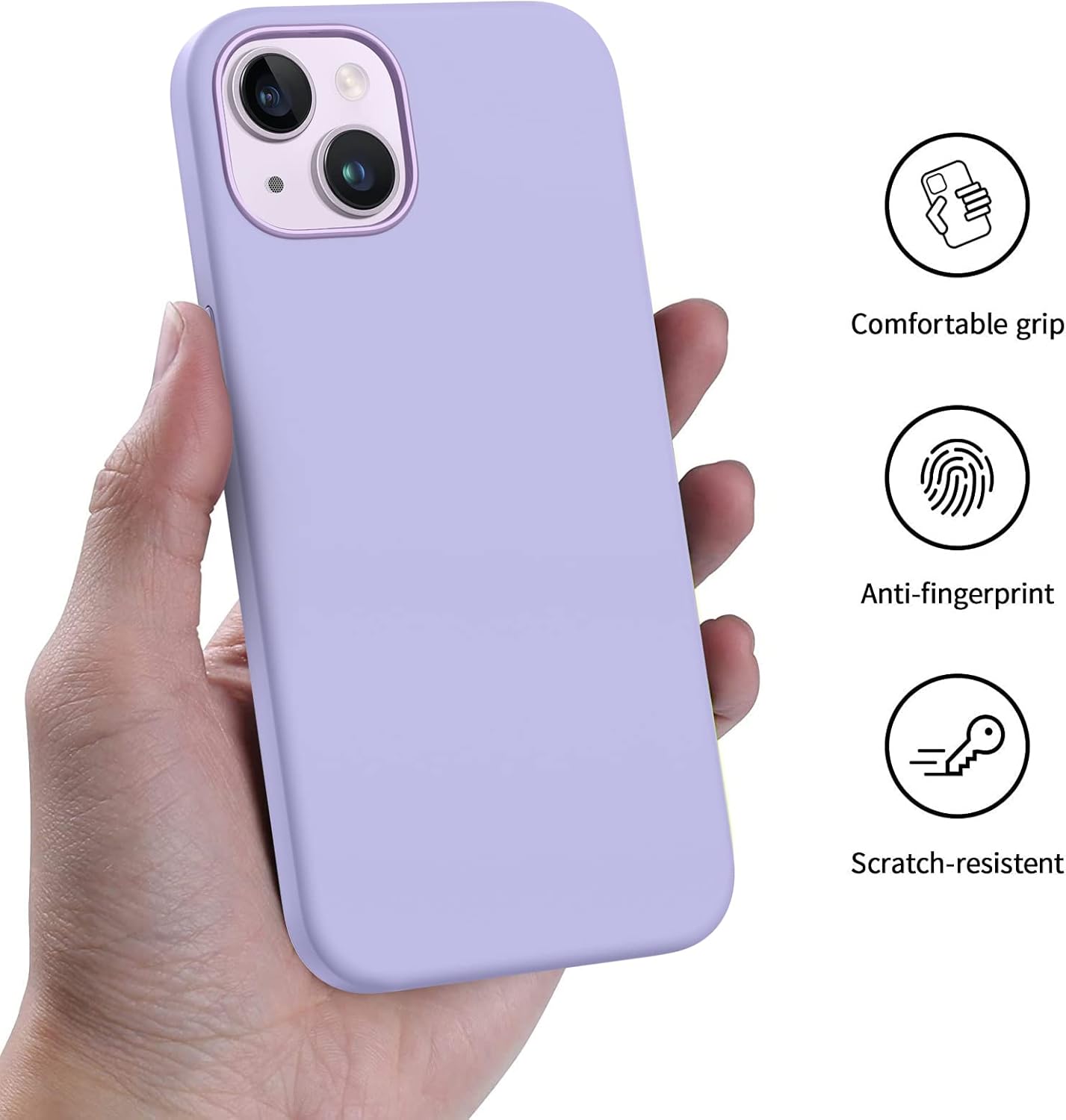 AOTESIER Funda compatible con iPhone 14, Silky Touch Premium de goma de silicona líquida suave antihuellas, carcasa protectora de cuerpo completo