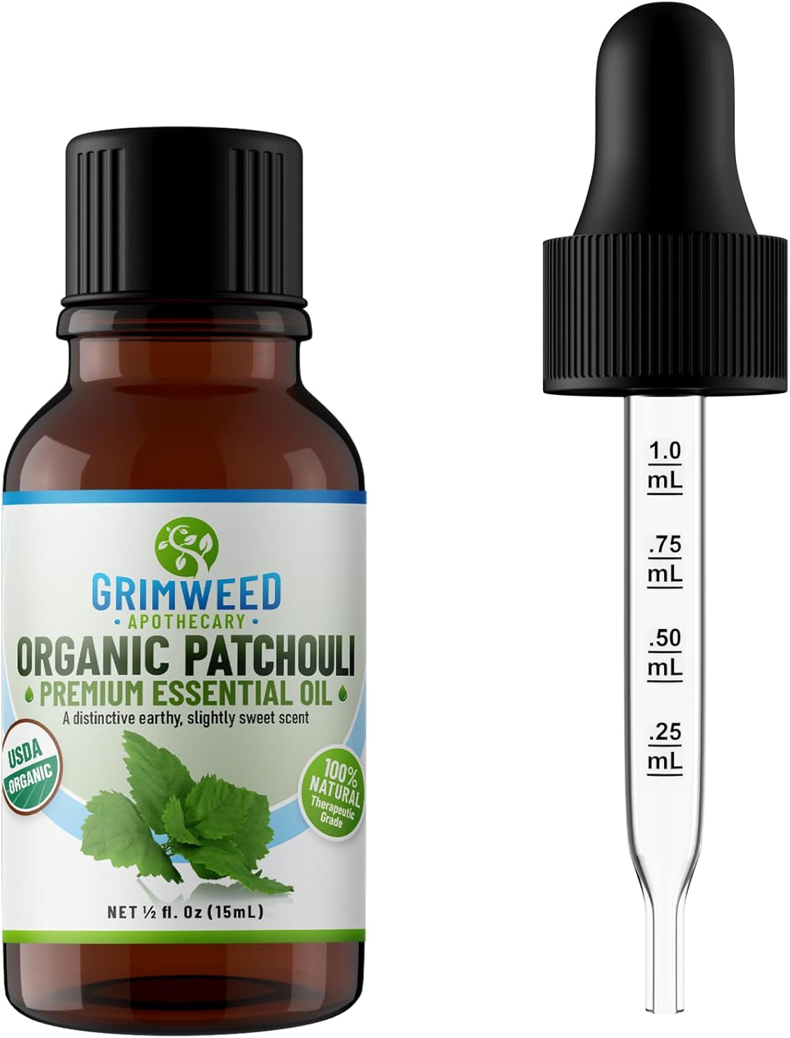 Aceite esencial de pachulí orgánico USDA  Grado terapéutico  Aceite difusor  100% natural  con cuentagotas de vidrio