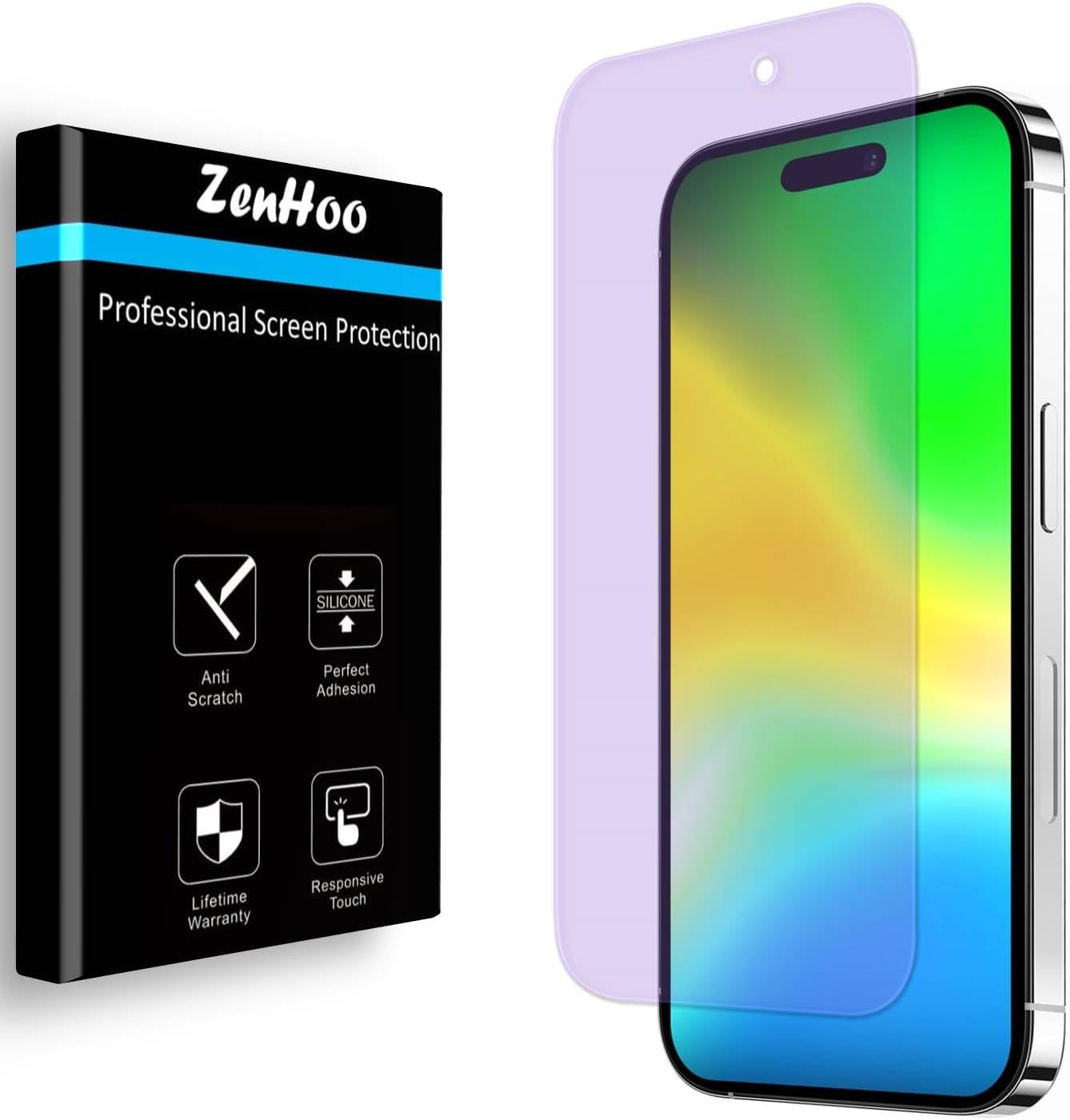 Protector de pantalla de vidrio templado para iPhone 15 Pro Max, antiluz azul protección ocular