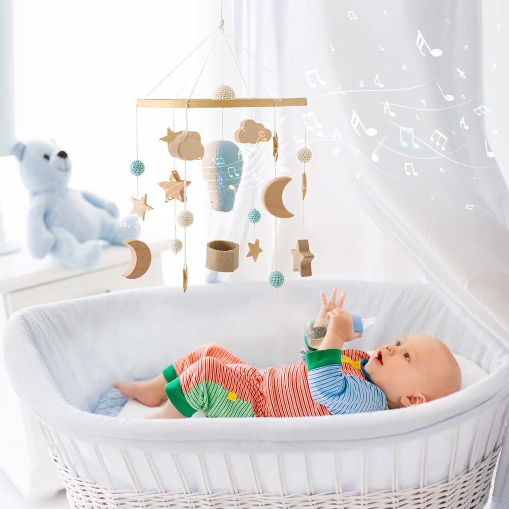 Móvil para cuna de bebé para niños y niñas  Campana de cama bohemia para guardería  Juguetes tejidos de ganchillo con globos de aire caliente