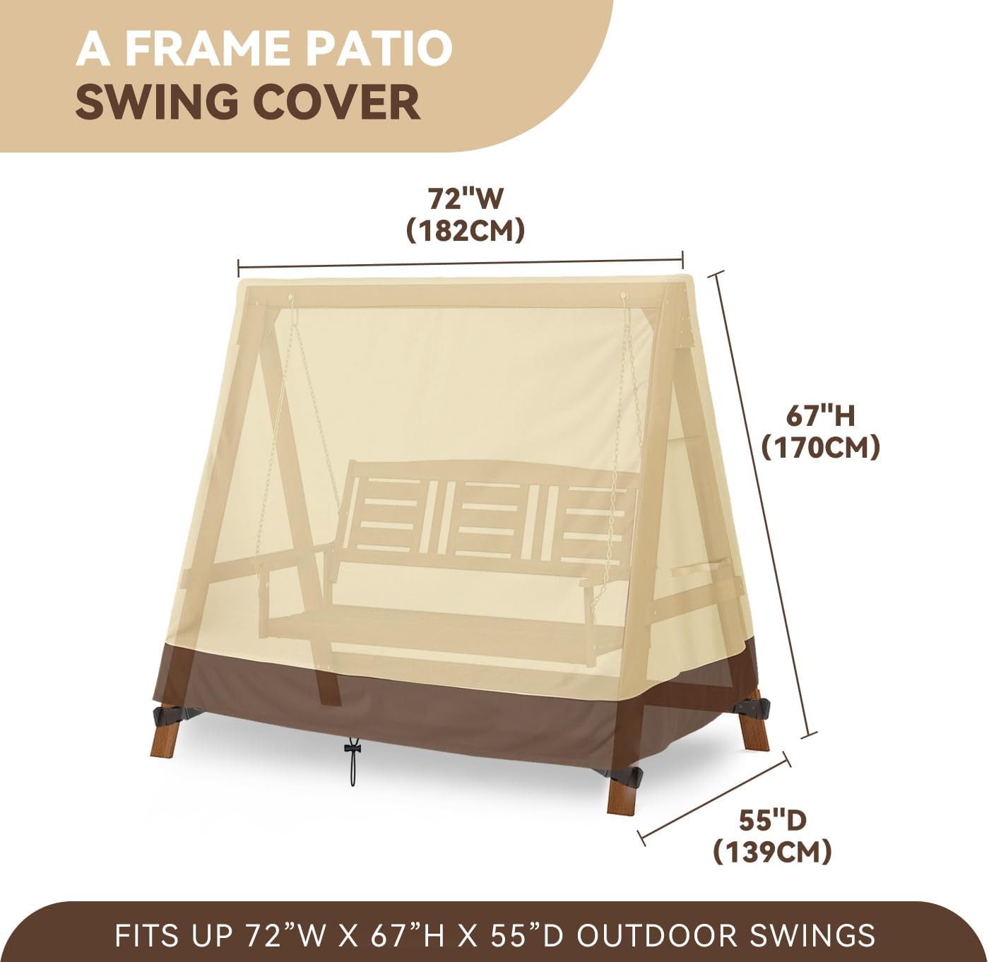 HEPOVER Cubierta para columpio de patio, marco en A, 420D, impermeable, 72 x 67 x 55 pulgadas, resistente a los rayos UV, protector para muebles de