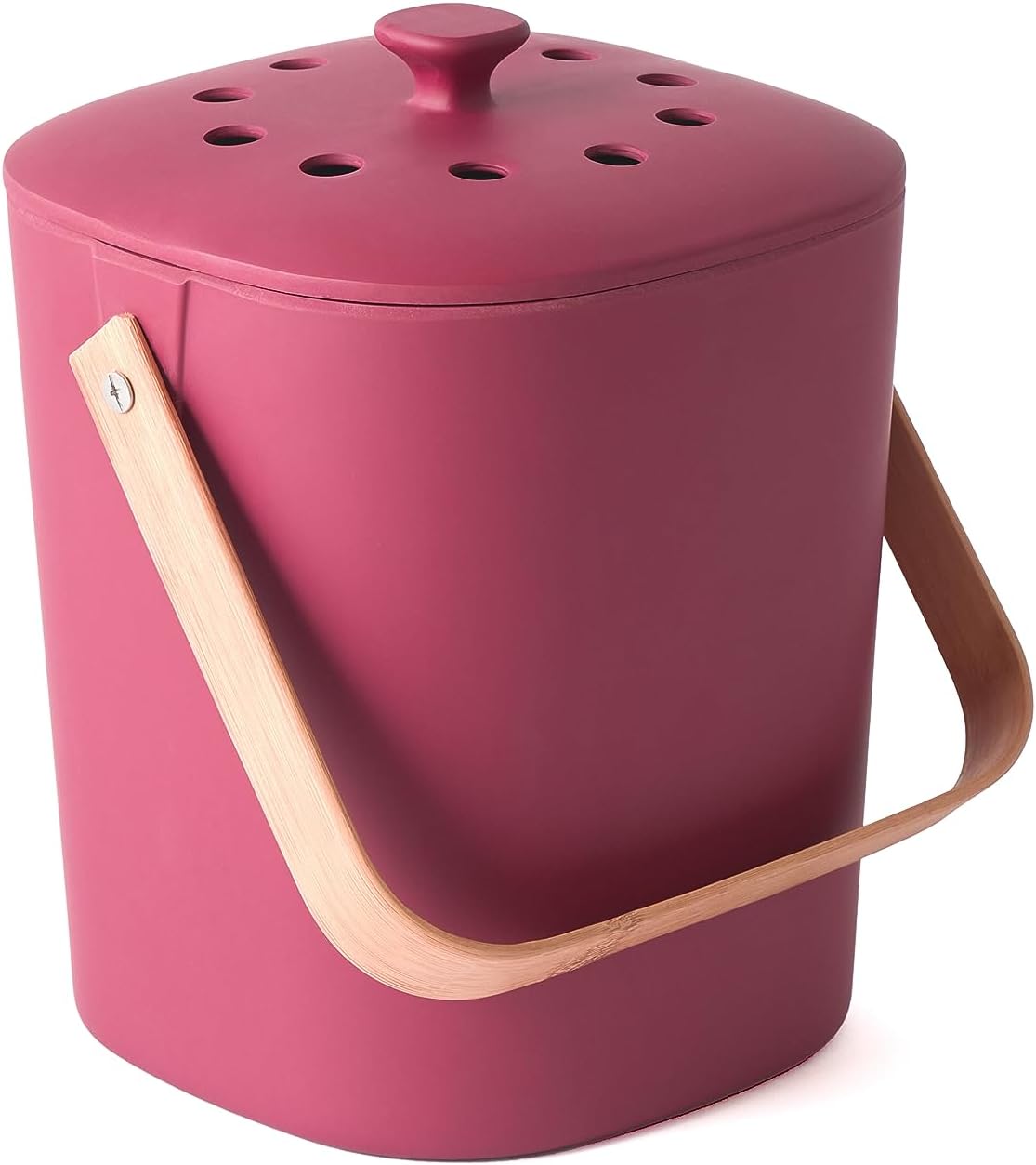 Bamboozle – Contenedor de compostaje, compostador de encimera interior que incluye 2 filtros de carbón, fibra de bambú sostenible (granada)