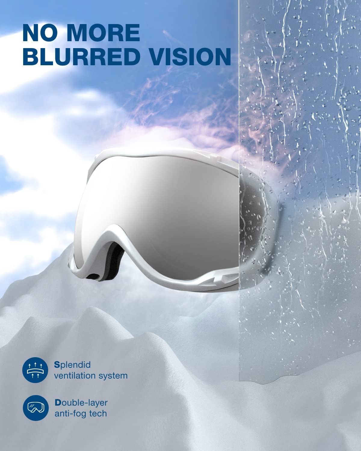 ZIONOR Lagopus Gafas de protección UV para esquí y snowboard, antiniebla, para hombres, mujeres, jóvenes