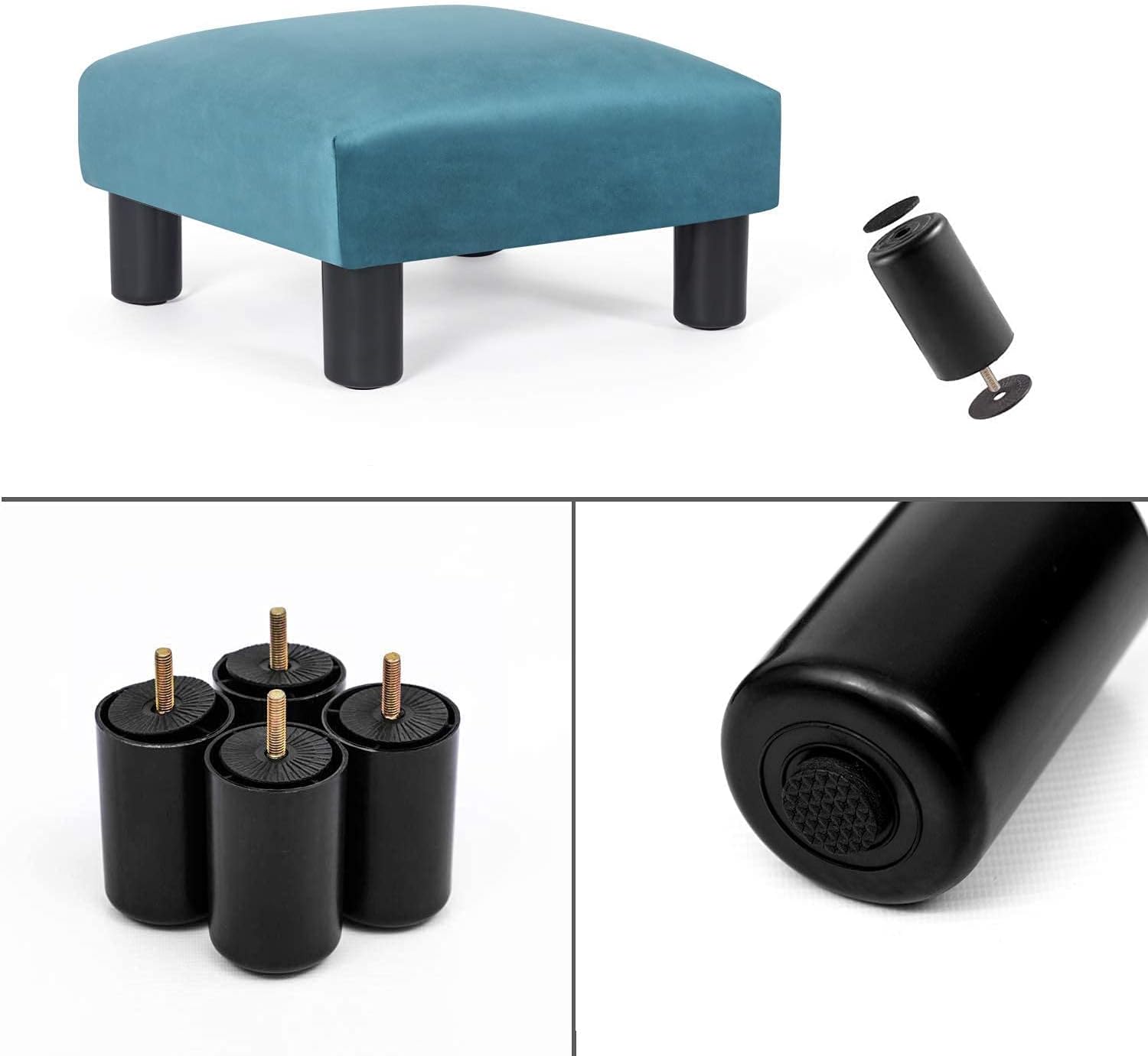 Joveco Reposapiés pequeño tapizado de 15.7 pulgadas, reposapiés suave con patas de plástico antideslizantes, reposapiés para escritorio, sofá, sala