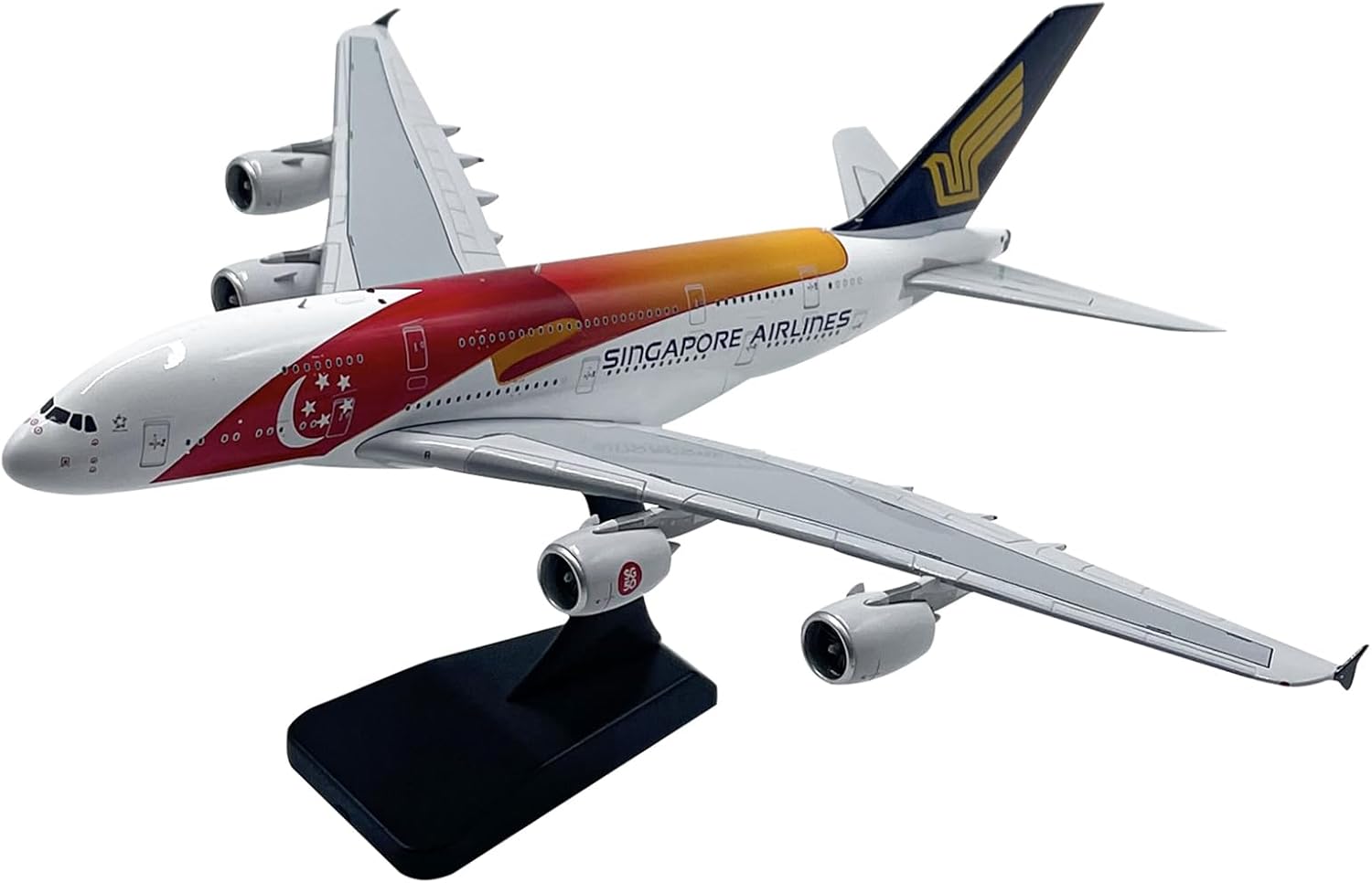 Modelo de aleación de avión fundido a presión, modelo de avión 1400 Singapore Airlines A380-800, juguetes y decoraciones para adultos, 7.9 x 4.6