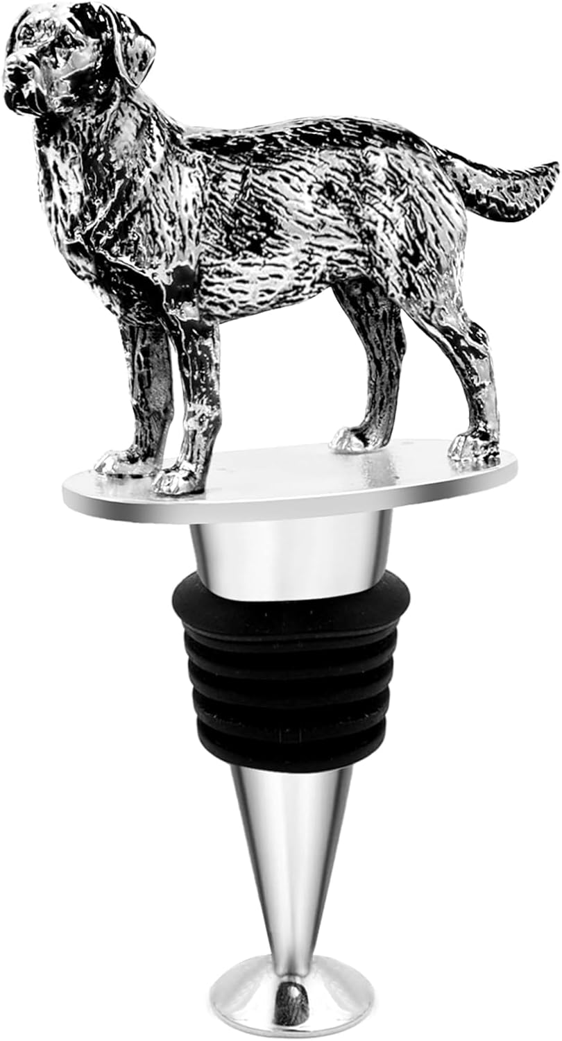 Labrador Retriever – Tapón para botella de vino con forma de perro, champán, bebida, cava y prosecco, regalos divertidos y espumosos (perro labrador)