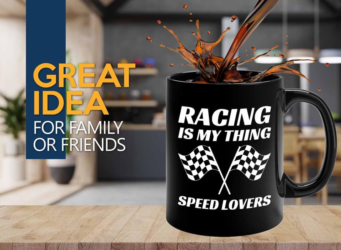 Racer Coffee Mug 11oz Black – Racing Is My Thing – Fuel Speed Racer Car Guys Circuit Automotive Racing Boy Gifts For Him Dad Men Boyfriend