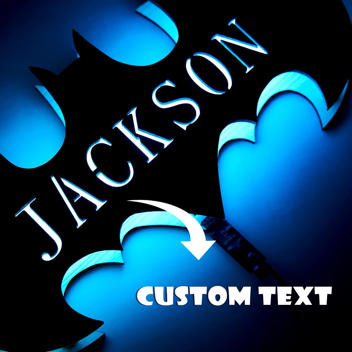 VEELU Lámpara LED de superhéroe de madera personalizada con decoración de nombre, luz nocturna con control remoto de 16 colores, aplique de pared