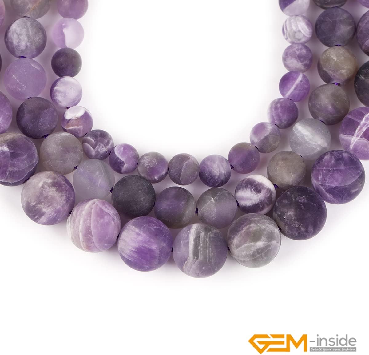 GEM-Inside – Cuentas de piedra preciosa amatista mate esmerilado redondo natural de 0.394 pulgadas (0.394 in), piedra energética de cristal para
