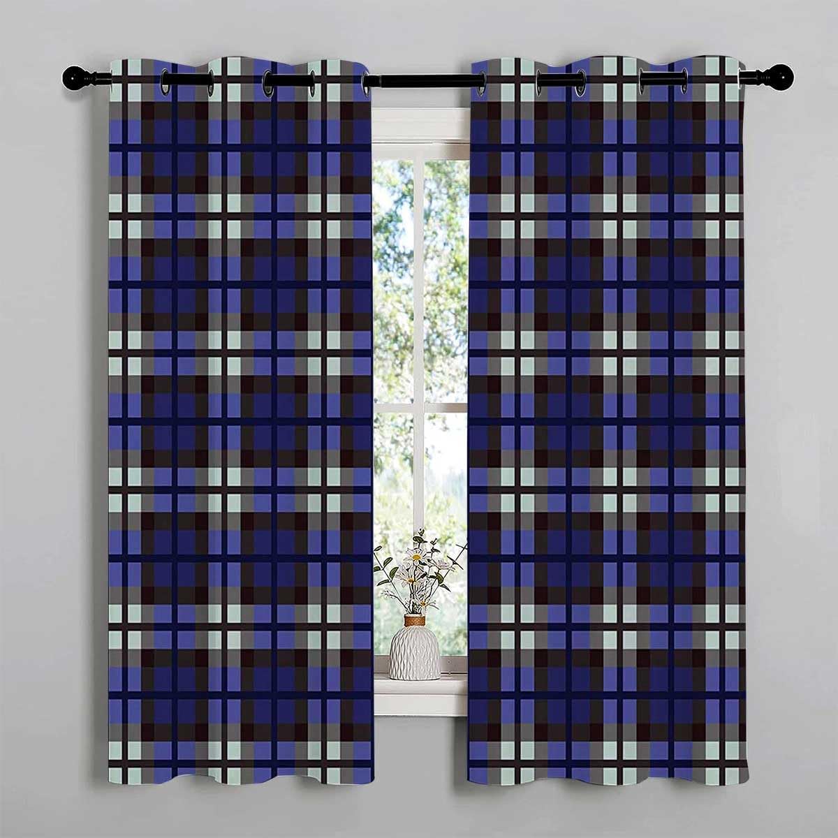 Window Curtains 2 Panel Sets Navy Blue Decor Grommet Short Divisor De Habitaciones Cortinas para Ventanas De Cuarto 55Inch Width by 55Inch Length,2