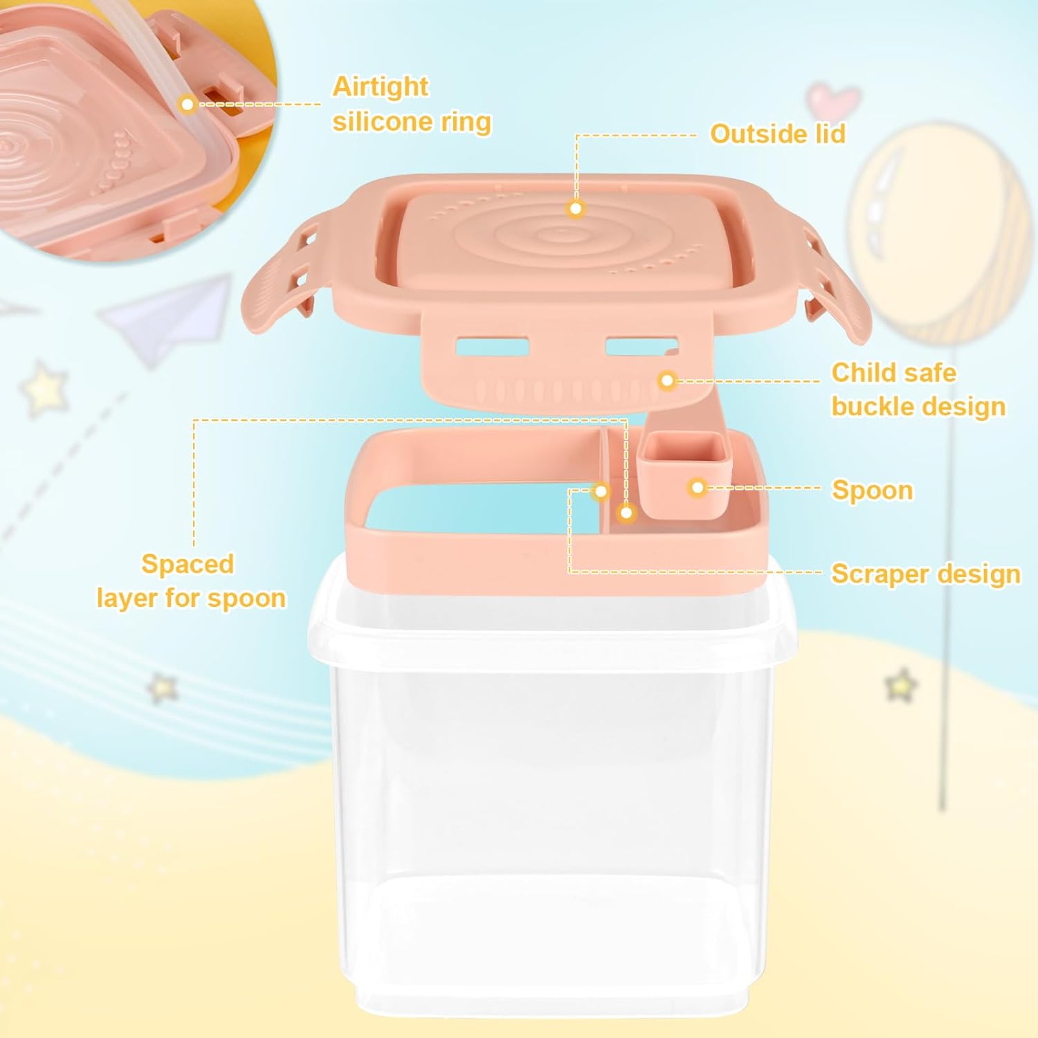 Accmor Dispensador de fórmula sobre la marcha, contenedor de fórmula para llevar, contenedor portátil de leche en polvo para niños con cuchara para