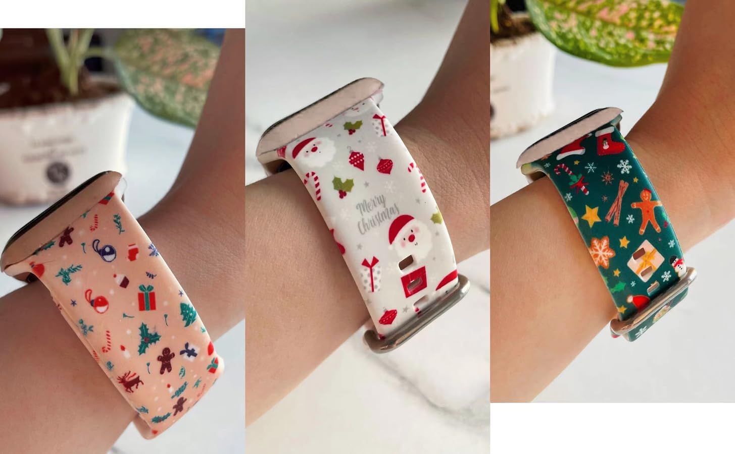 Correa de Navidad y Acción de Gracias compatible con Apple Watch de invierno, correa suave con estampado de invierno, 3 paquetes de 1.496 in, 1.575