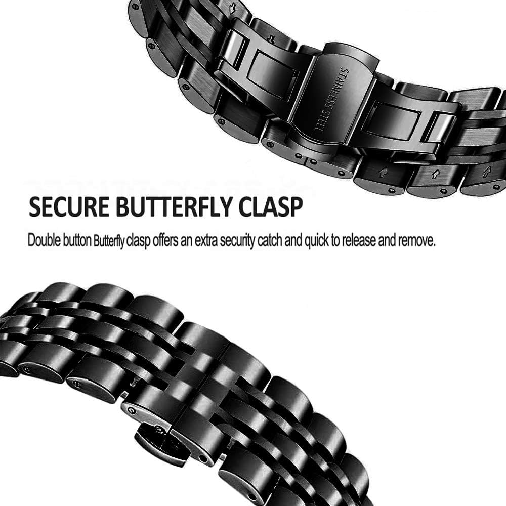 DEALELE Correa compatible con Samsung Gear S3  Galaxy Watch 1.811in  Galaxy Watch 3 de 1.772in, 0.866in, 7 filas de acero inoxidable para Huawei