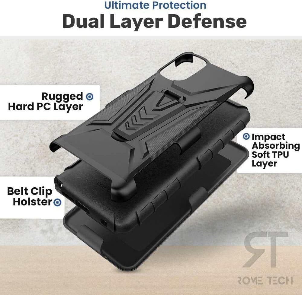 Rome Tech Funda con clip para cinturón para Samsung Galaxy A23  Galaxy A23 5G de doble capa a prueba de golpes con soporte – Funda resistente para