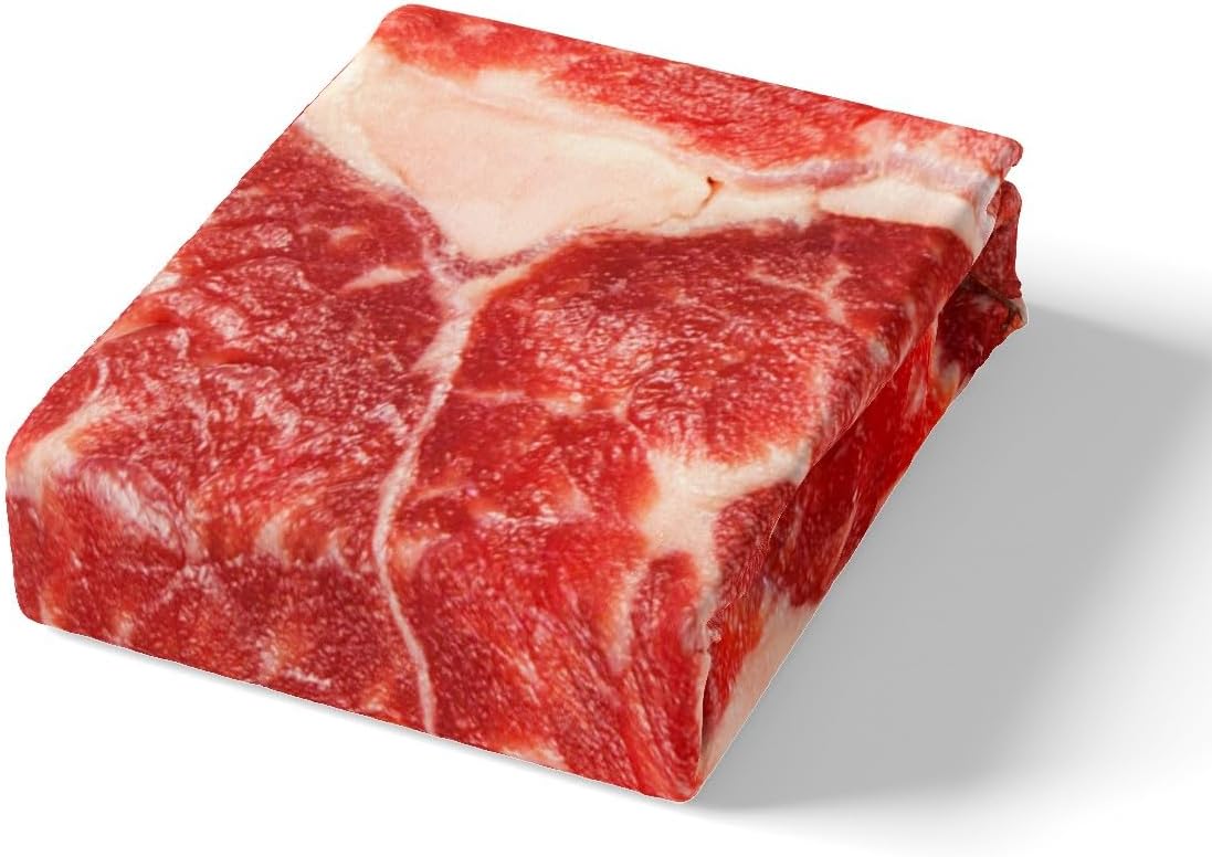 Feelyou Juego de sábanas de carne cruda tamaño King, sábanas de alimentos con bolsillo profundo, sábanas bajeras de Beaf para niños y niñas, juego